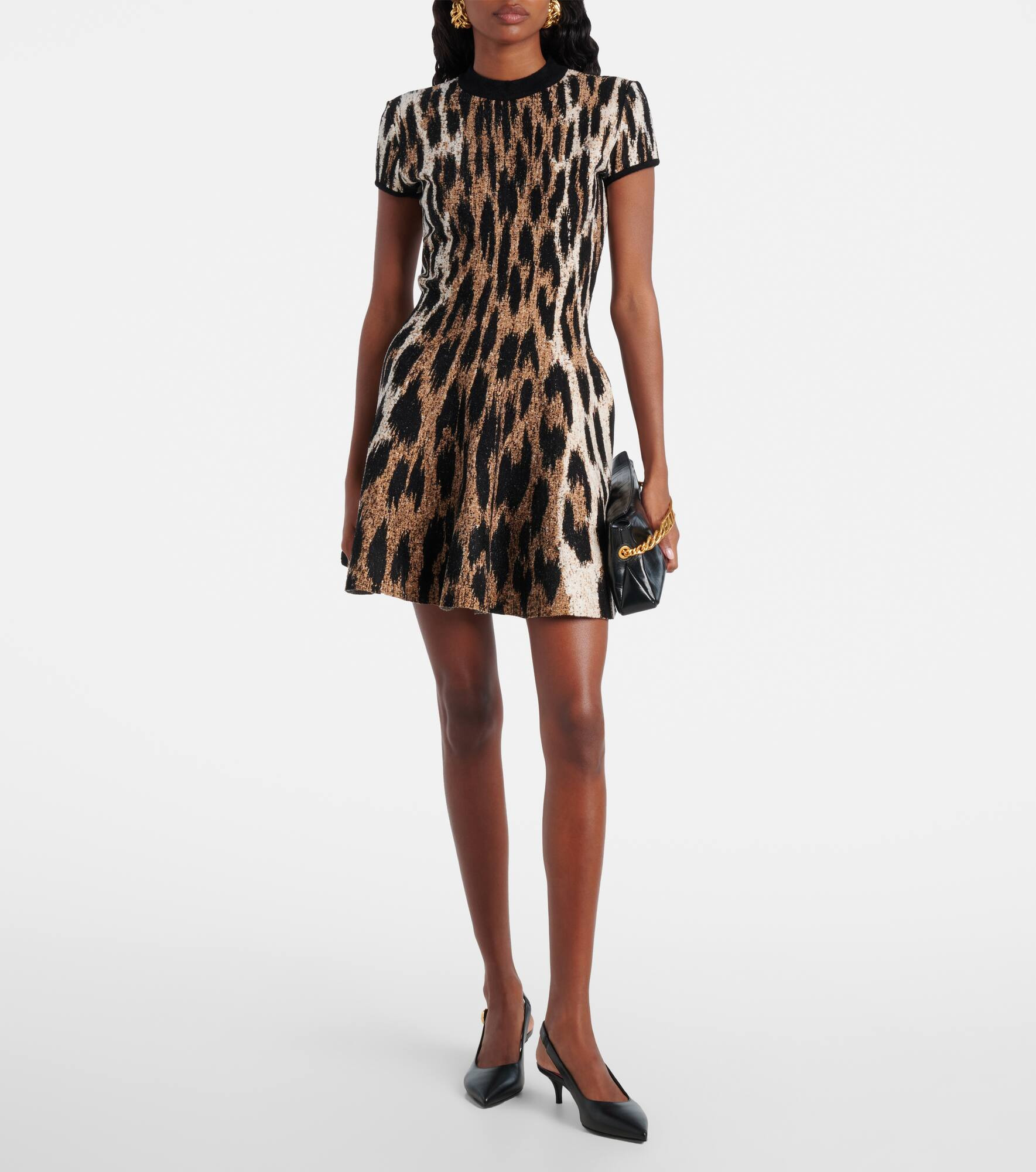 Leopard-print jacquard minidress - 2