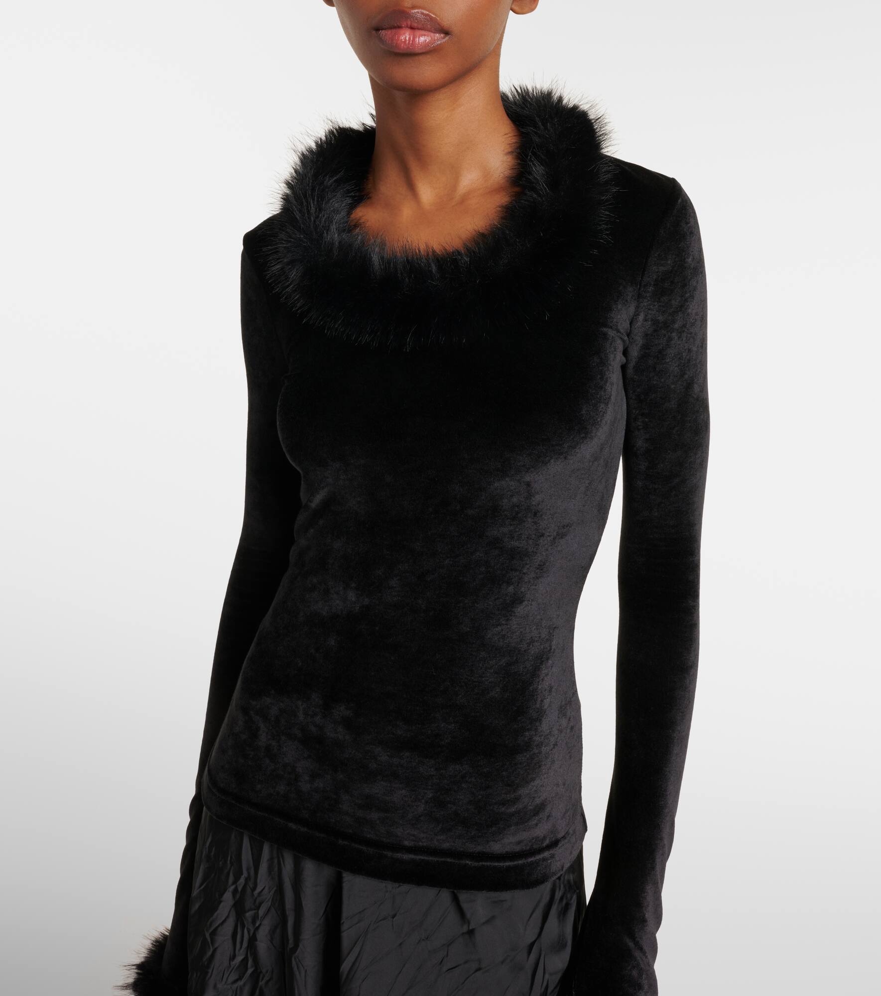 Faux-fur trimmed top - 6