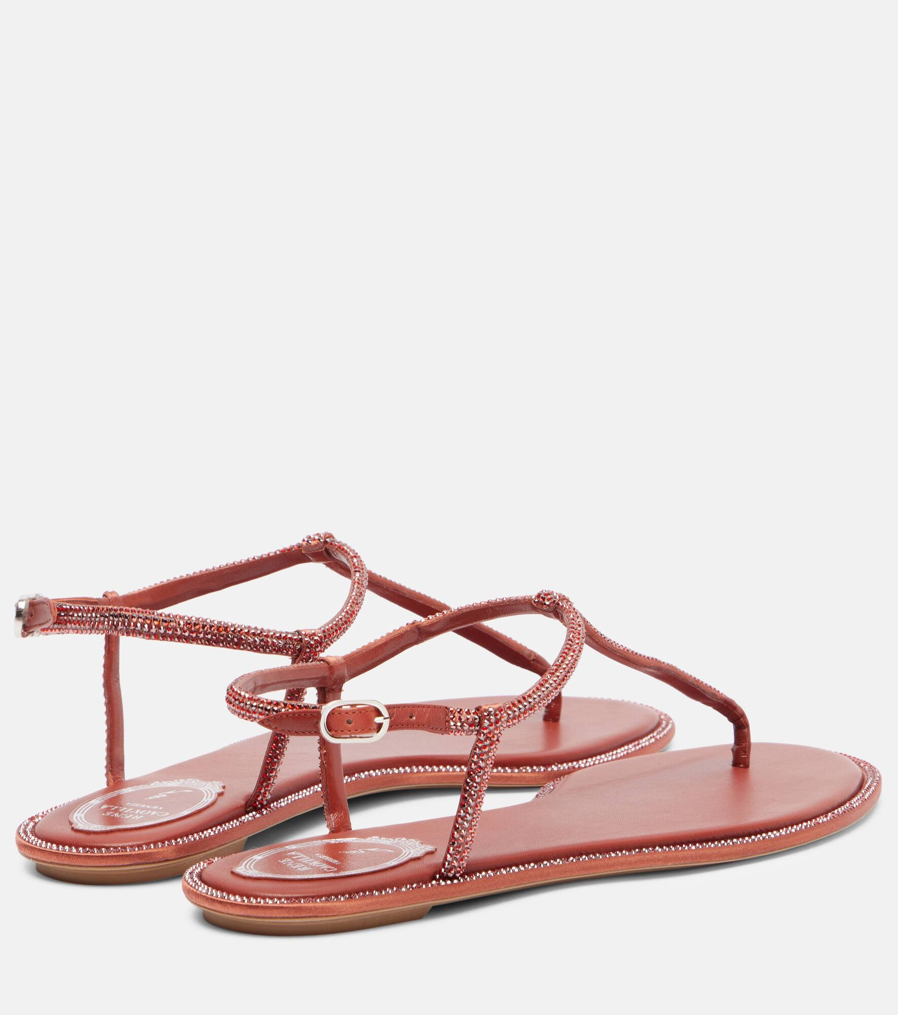 Diana embellished satin thong sandals - 2