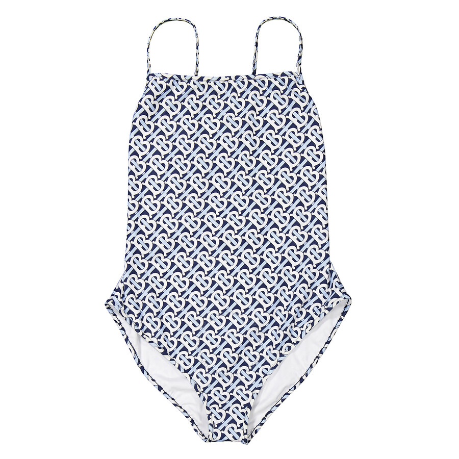 Burberry Blue TB Monogram Print One-Piece Swimsuit - 4