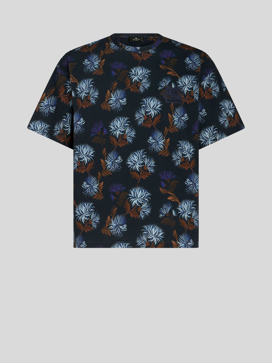 T-SHIRT WITH DAHLIAS ALL-OVER - 1