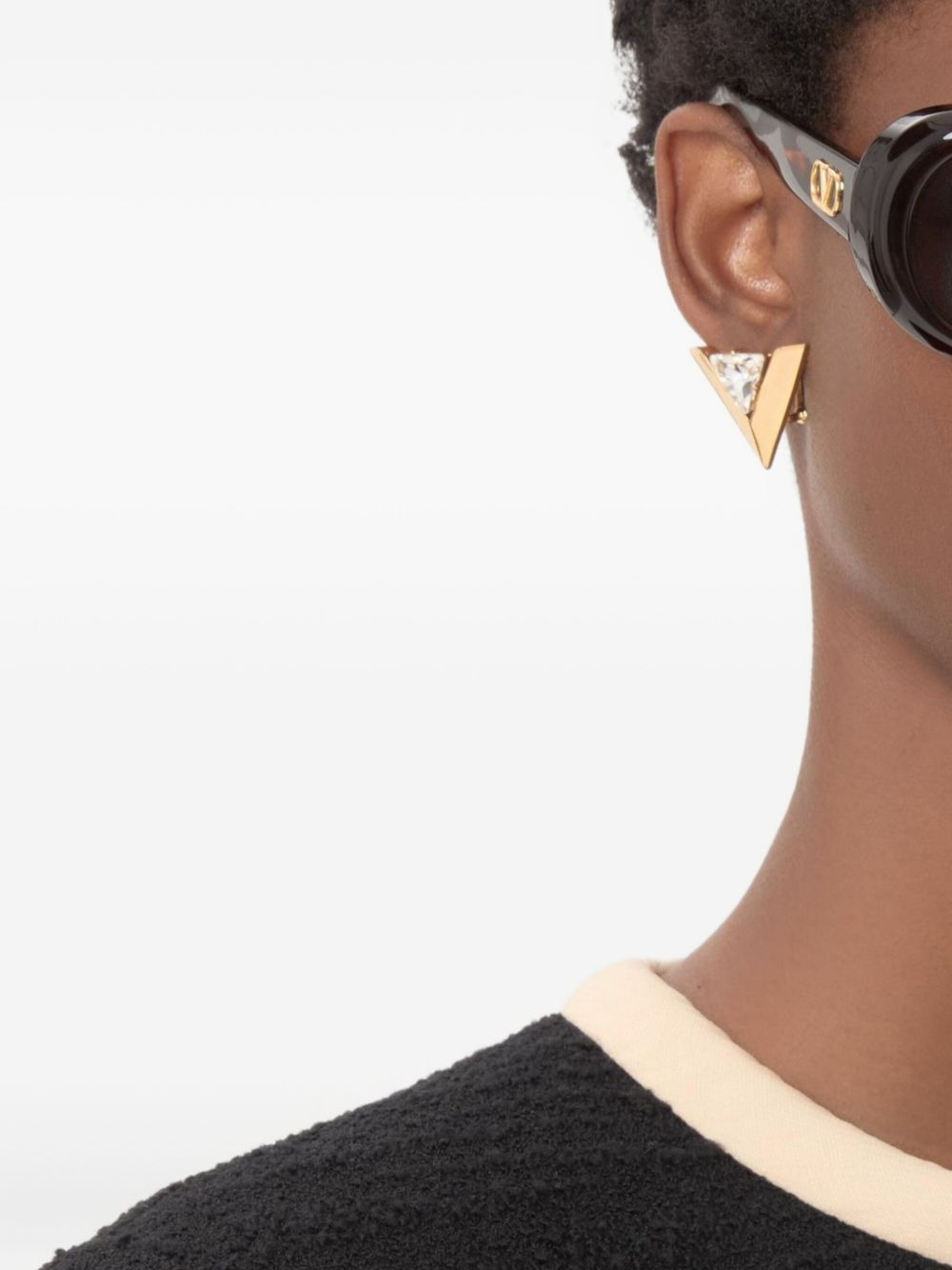 Je Les V-Metal and crystal earrings - 2