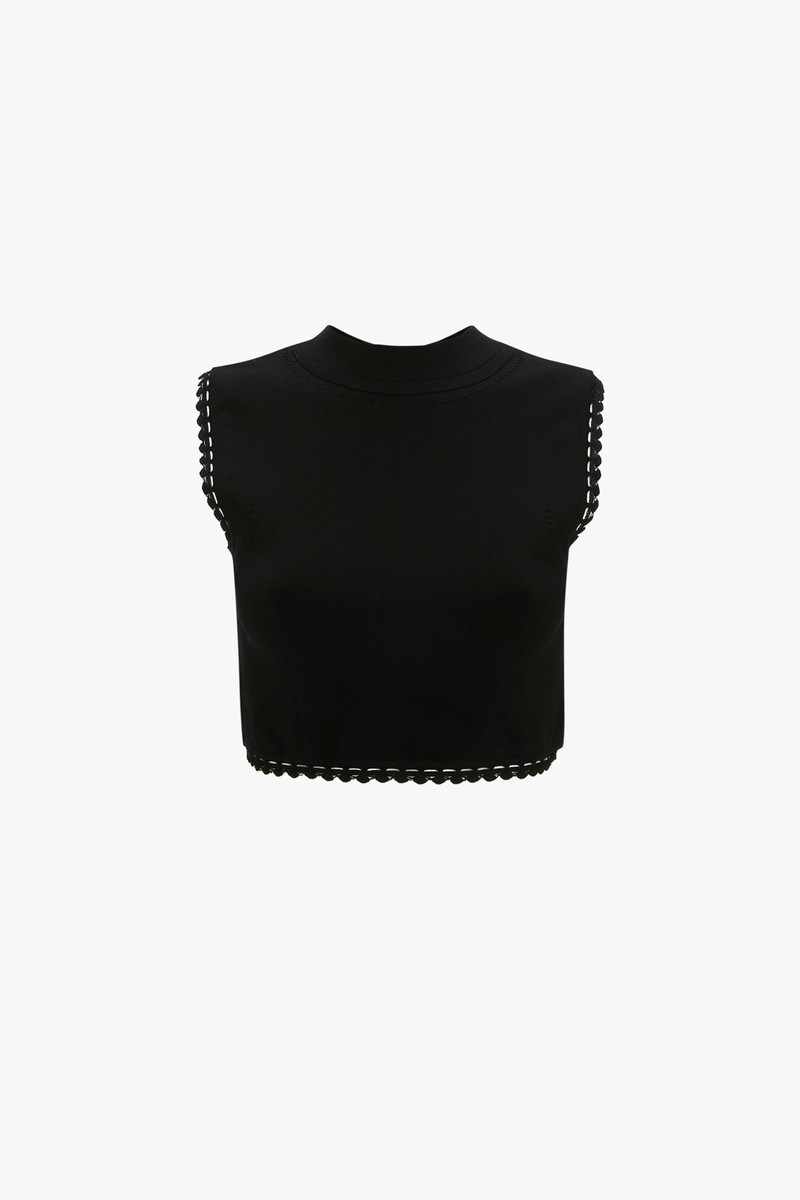 VB Body Scallop Trim Tank Top In Black - 1