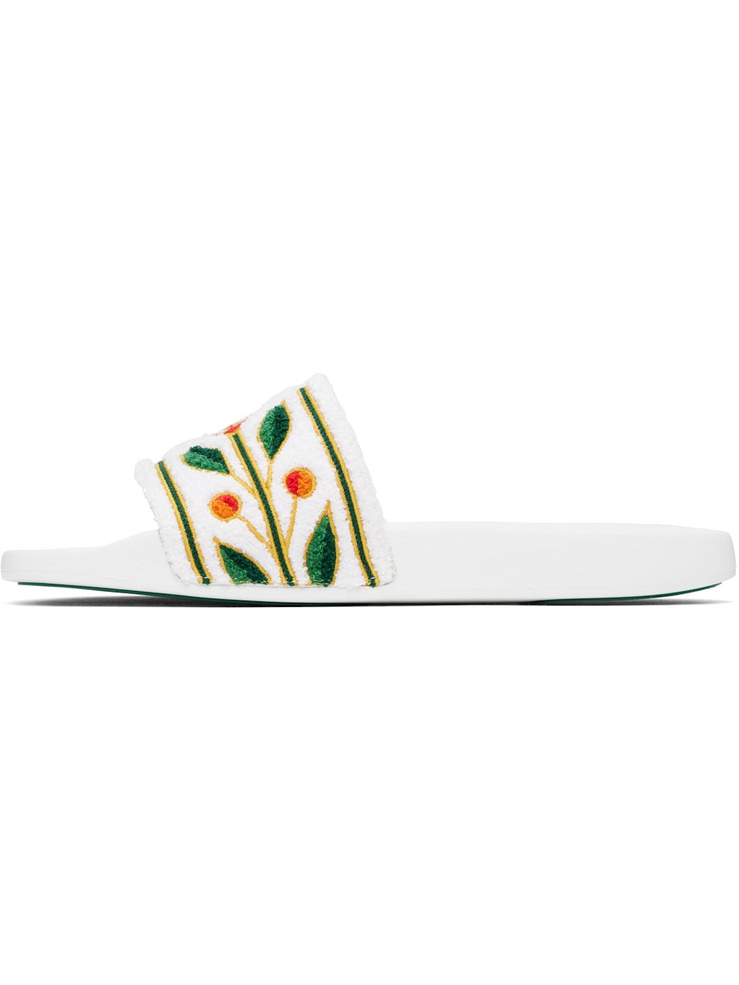White Laurel Terry Slides - 3