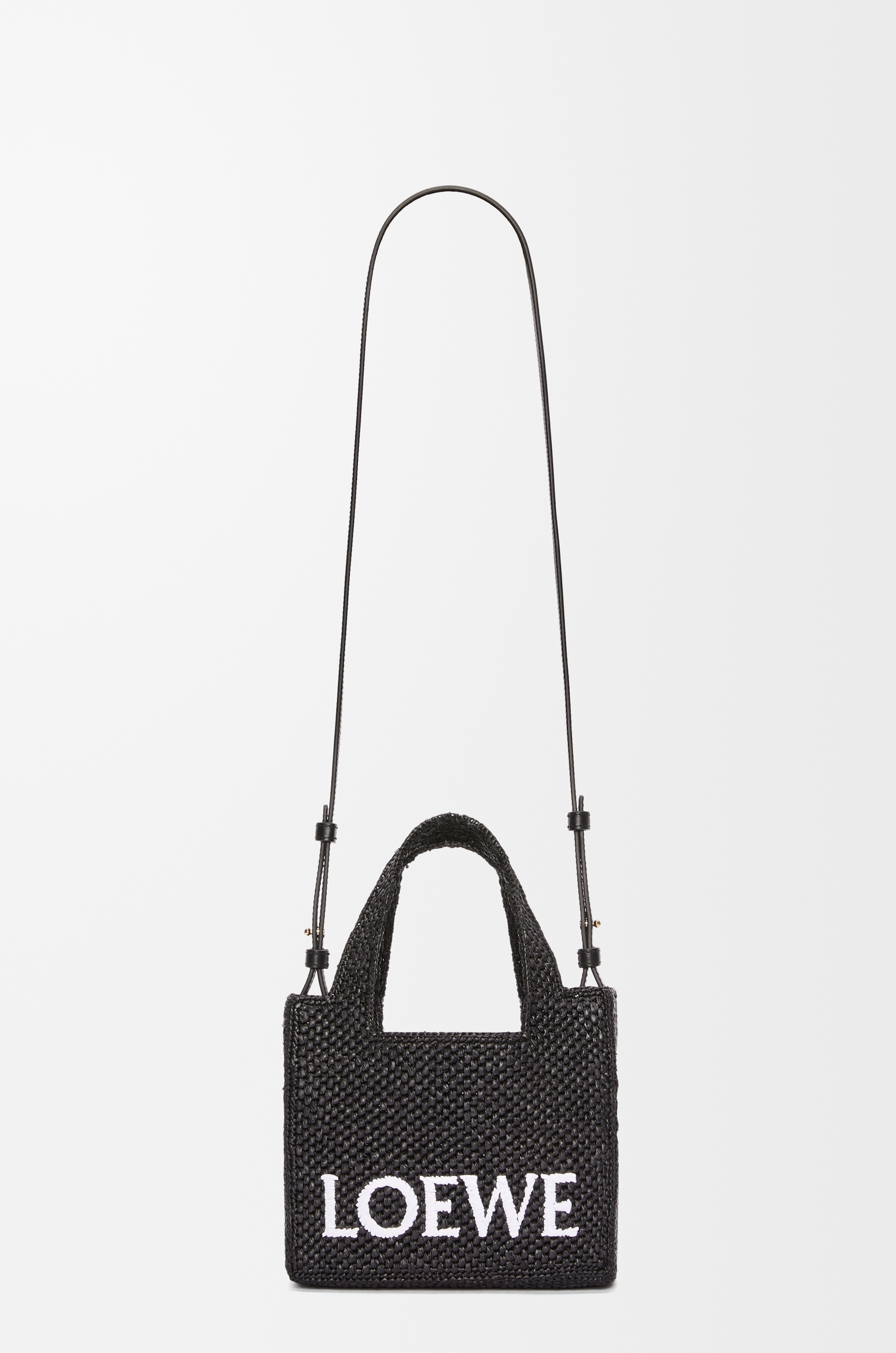Mini LOEWE Font tote in raffia - 7