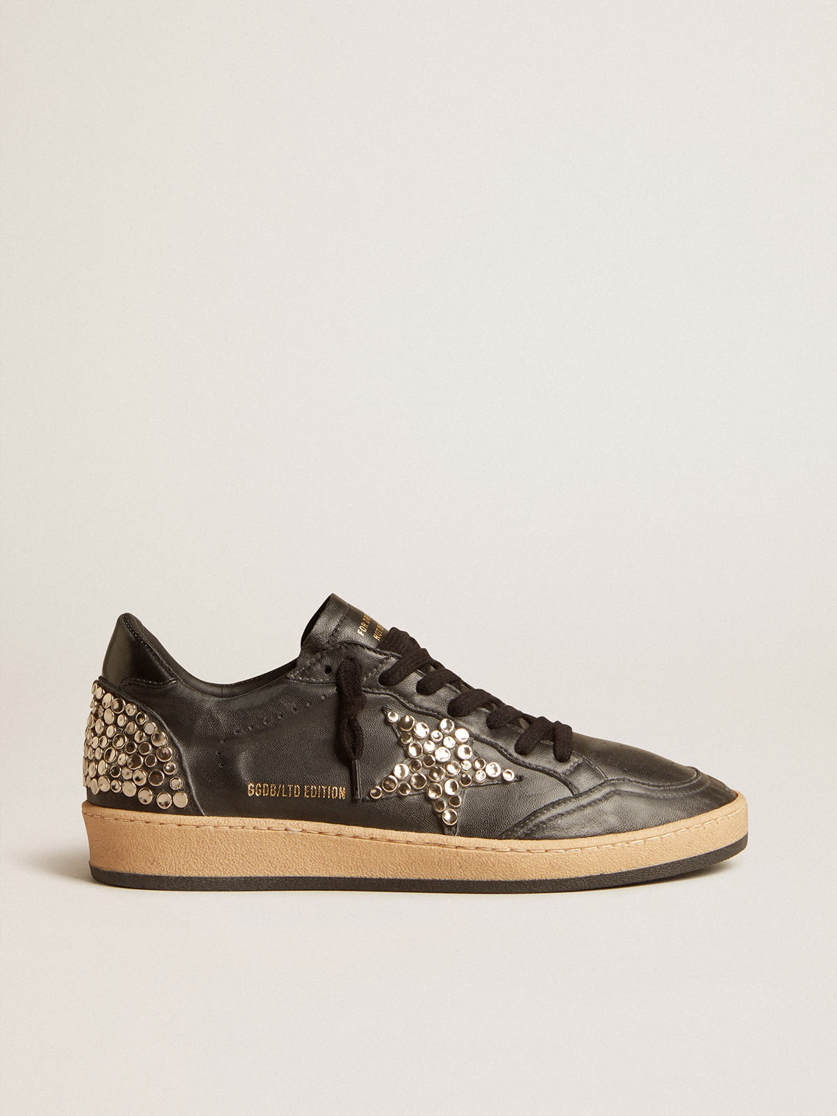 Men’s Ball Star LAB in black nappa with studded black leather star - 1