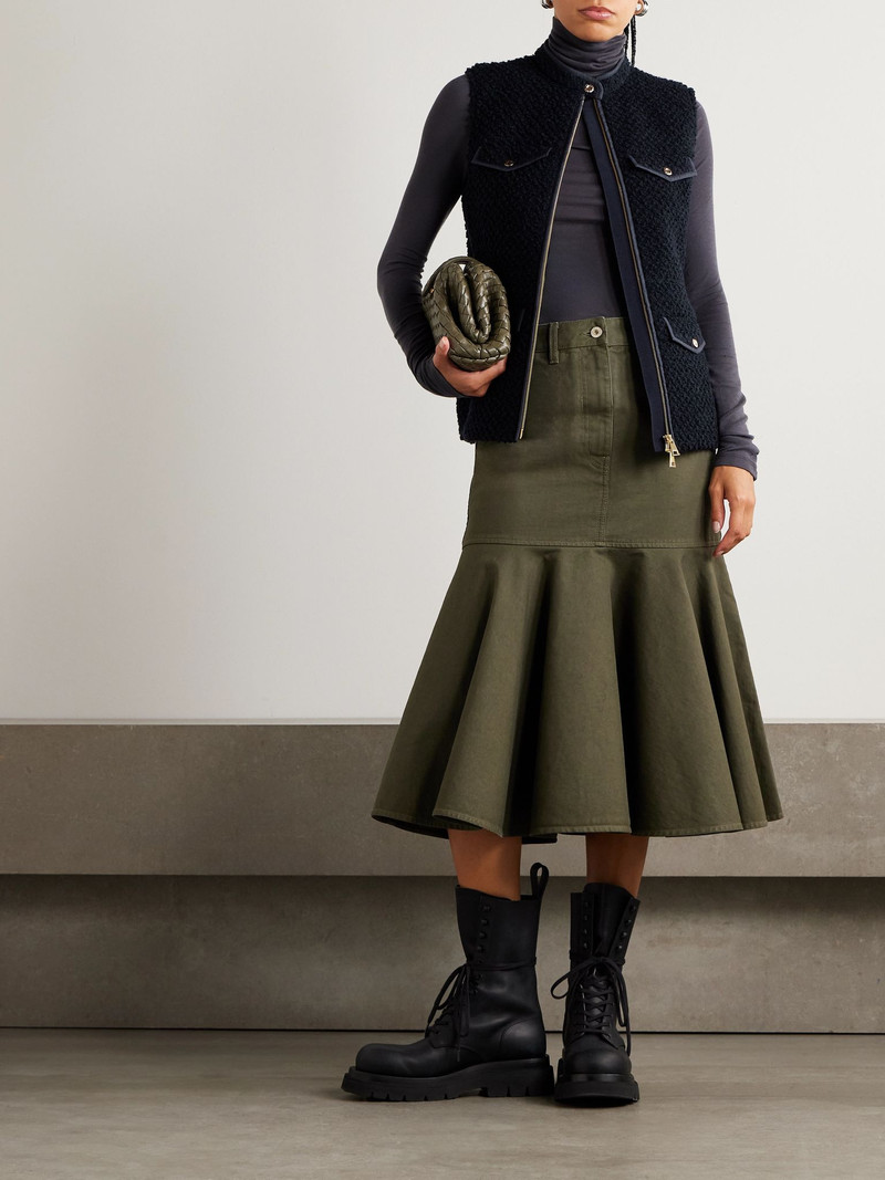 Moncler Fallavier appliquéd quilted shell and wool-bouclé down vest Navy outlook