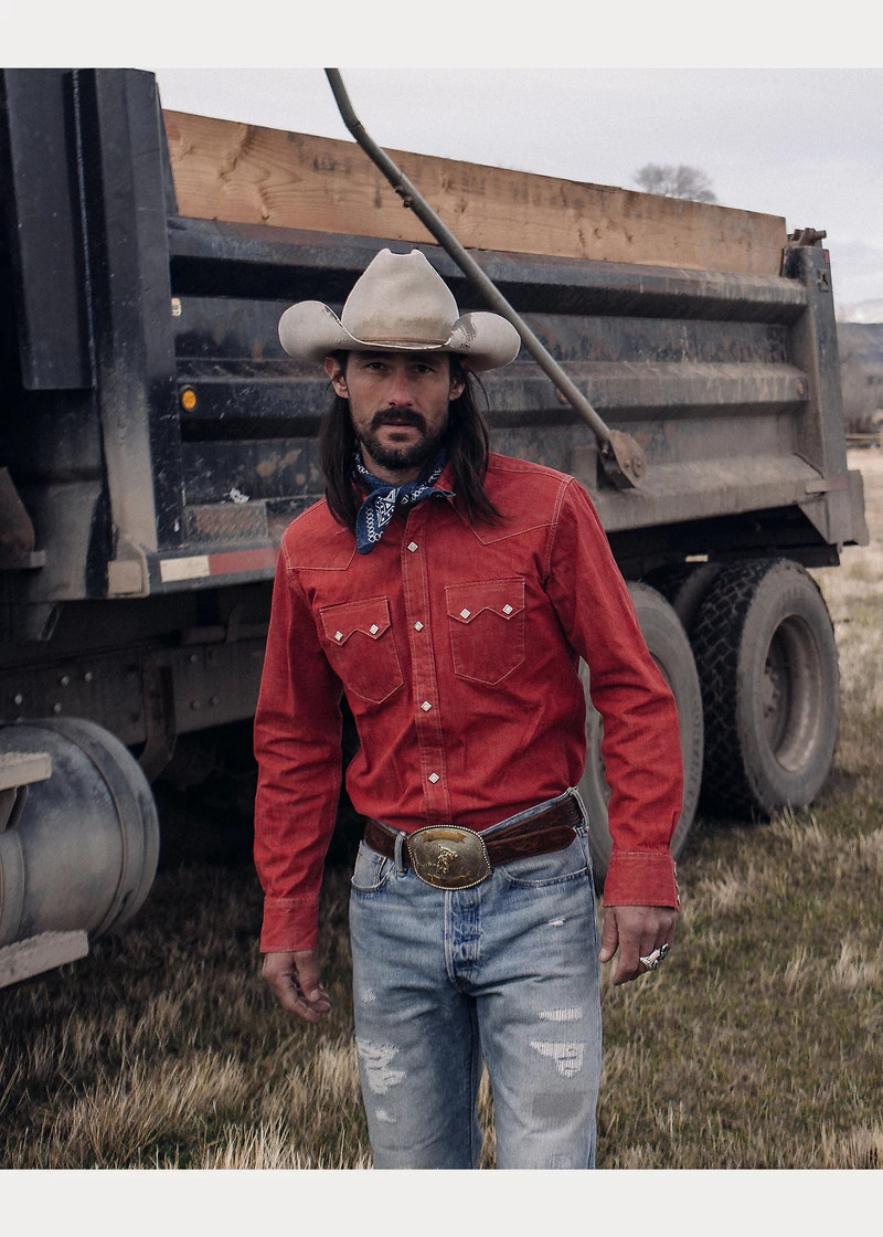 Slim Fit Denim Western Shirt 7