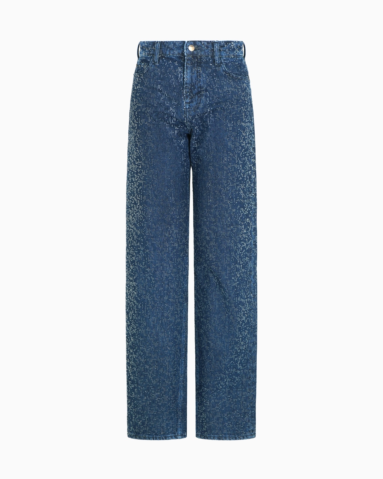 J4G HIGH-RISE WIDE-LEG DENIM JEANS WITH ALL-OVER RHINESTONES - 1