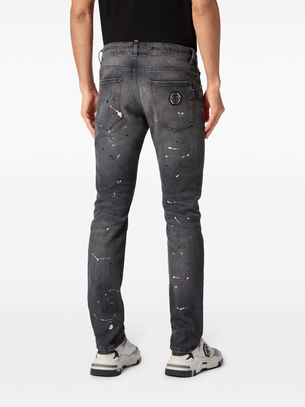 paint-splatter low-rise slim-fit jeans - 3