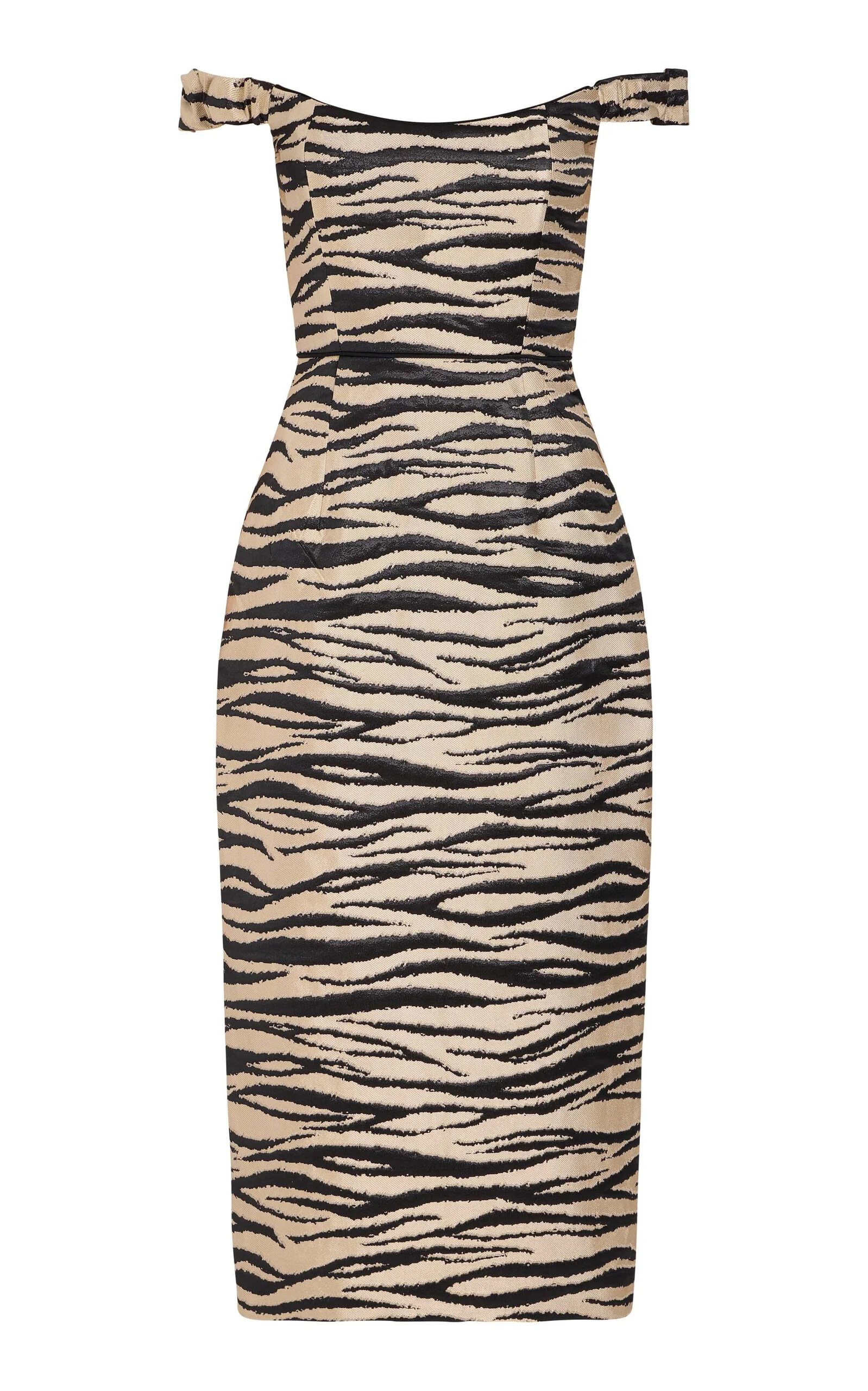 Amina Zebra-Striped Twill Midi Dress - 1