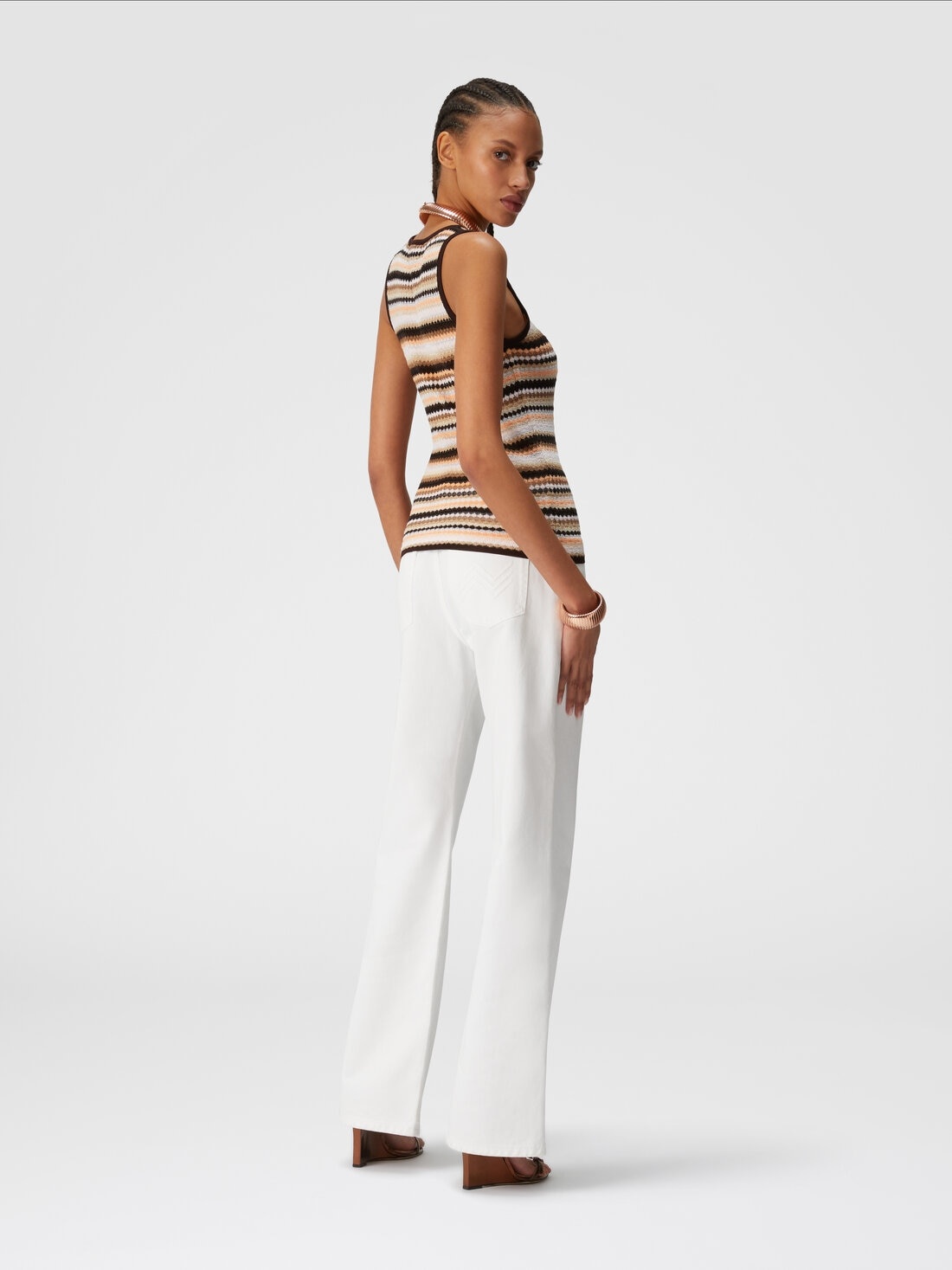 Striped cotton and viscose tank top - 3