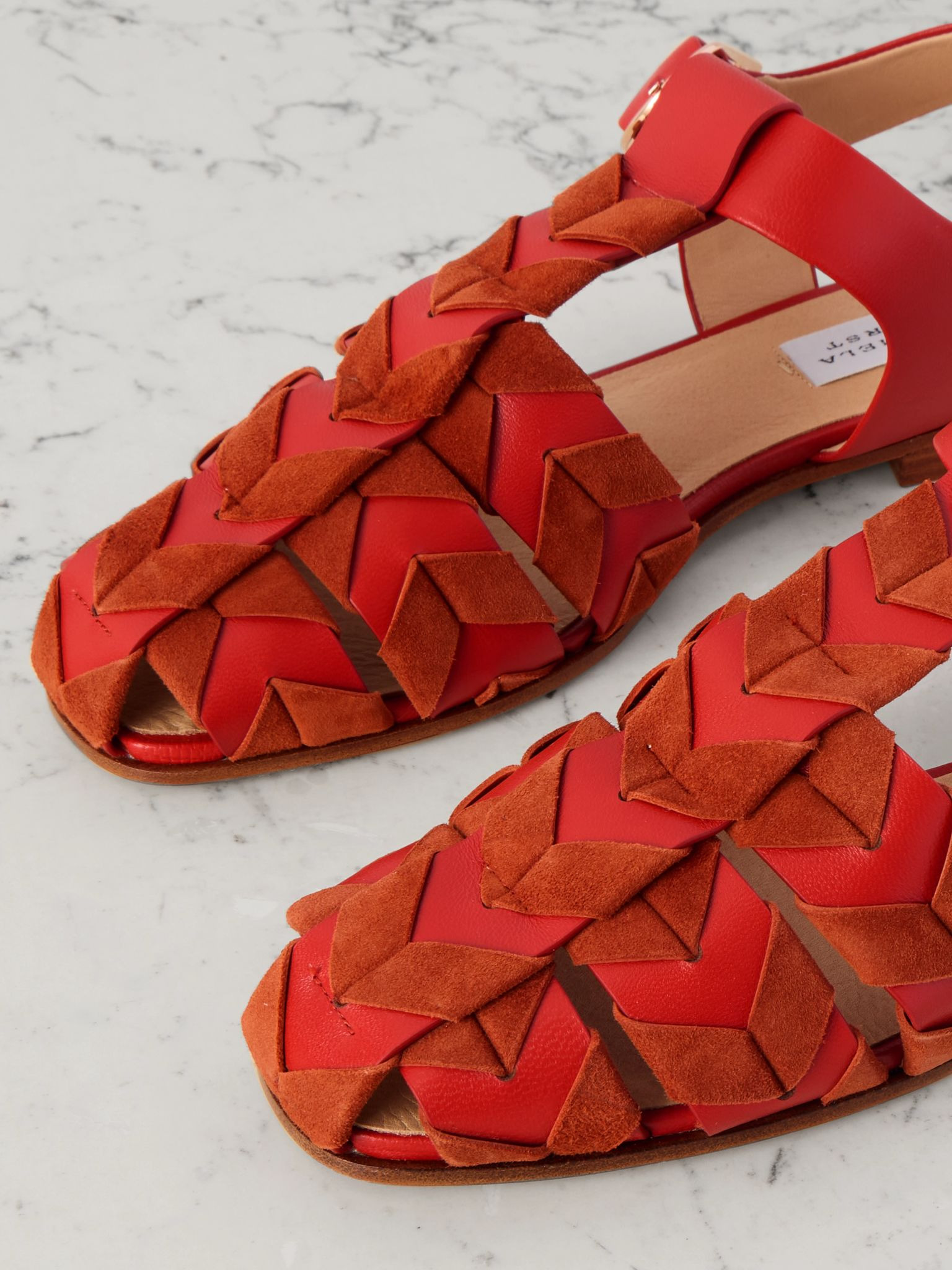 Willow suede-trimmed leather sandals Orange - 4