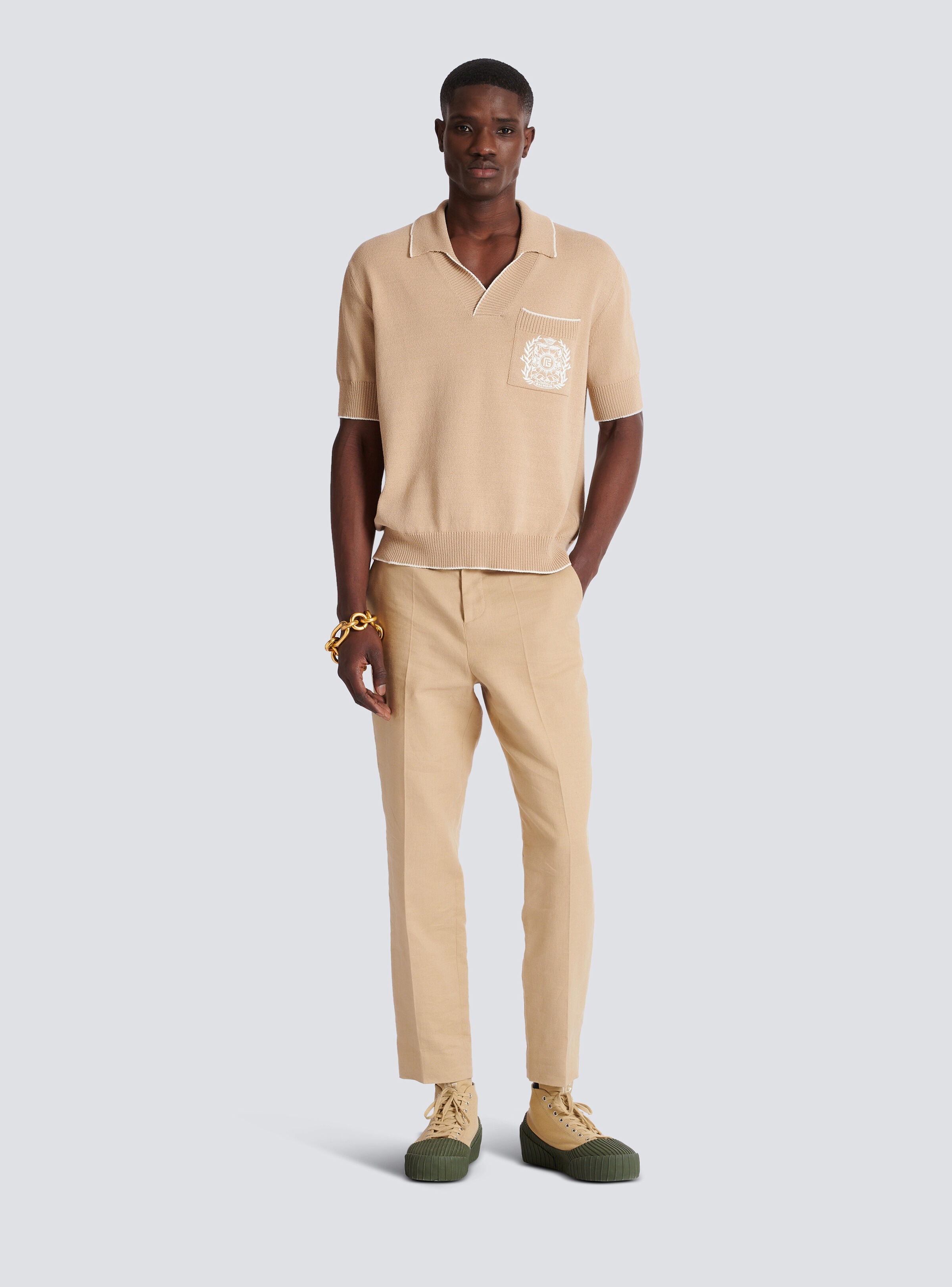Balmain Écusson embroidered knit polo shirt - 2