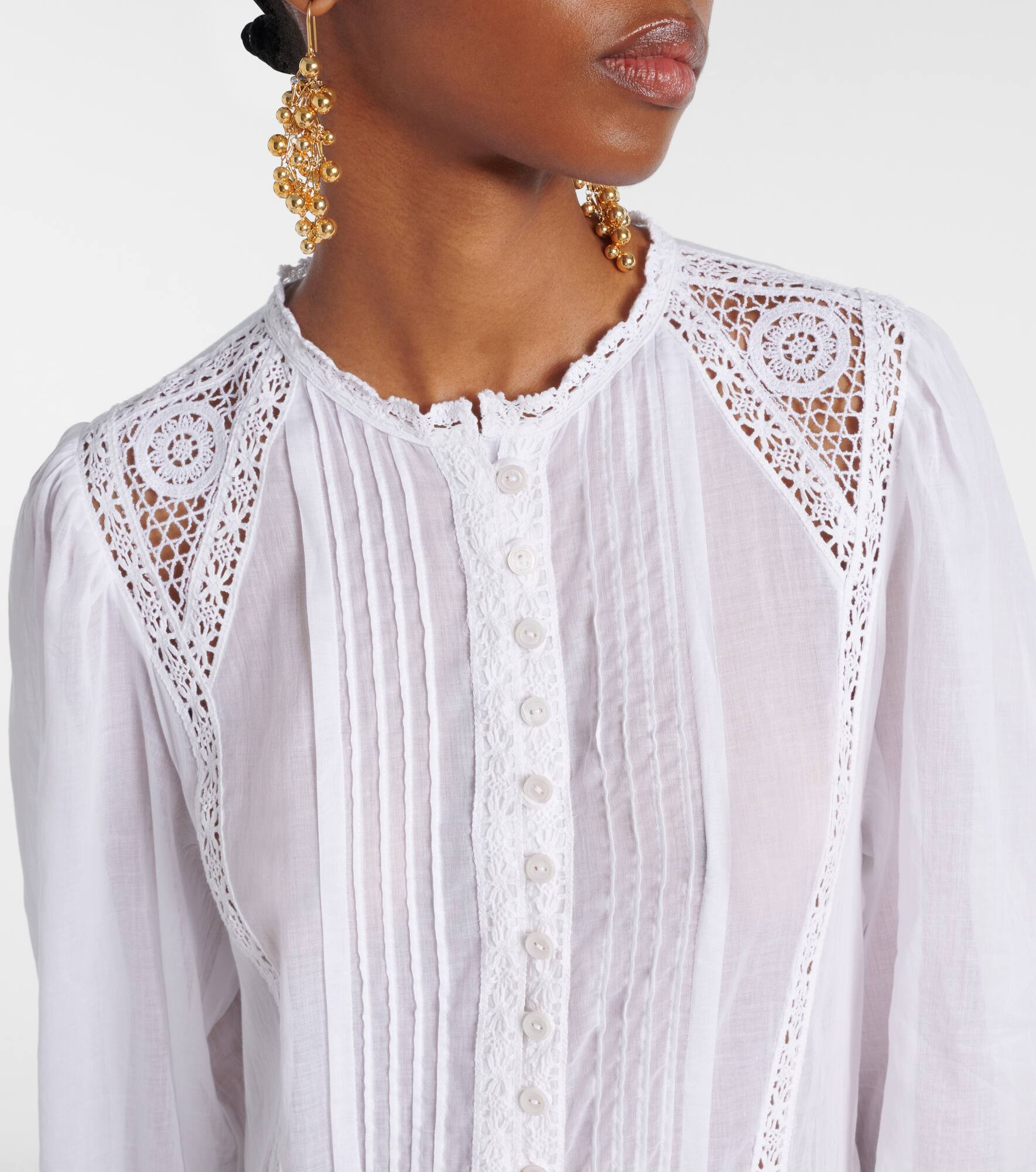 Gisela lace-trimmed cotton maxi dress - 4