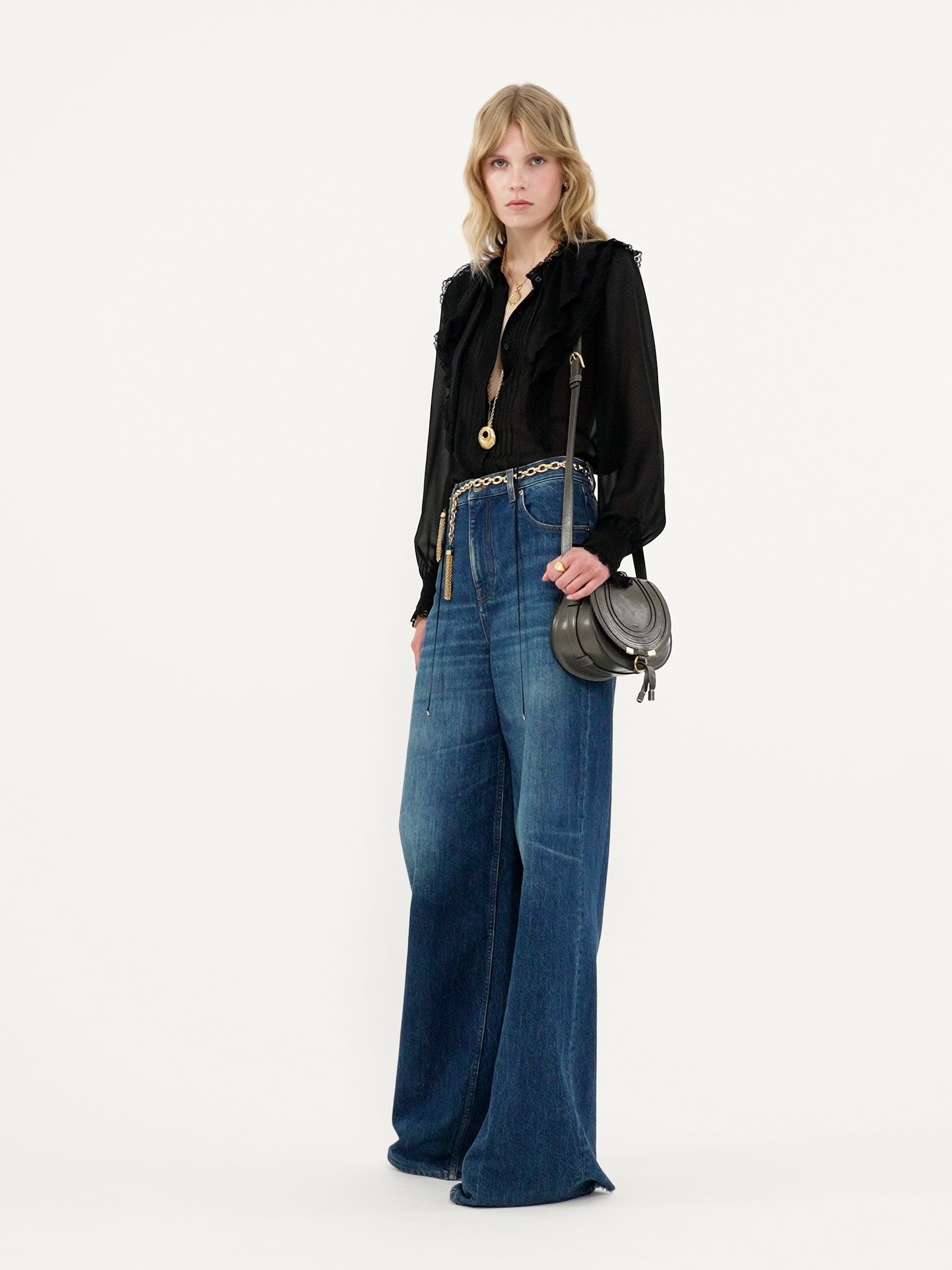 SMALL MARCIE SADDLE BAG IN SHINY LEATHER - 4