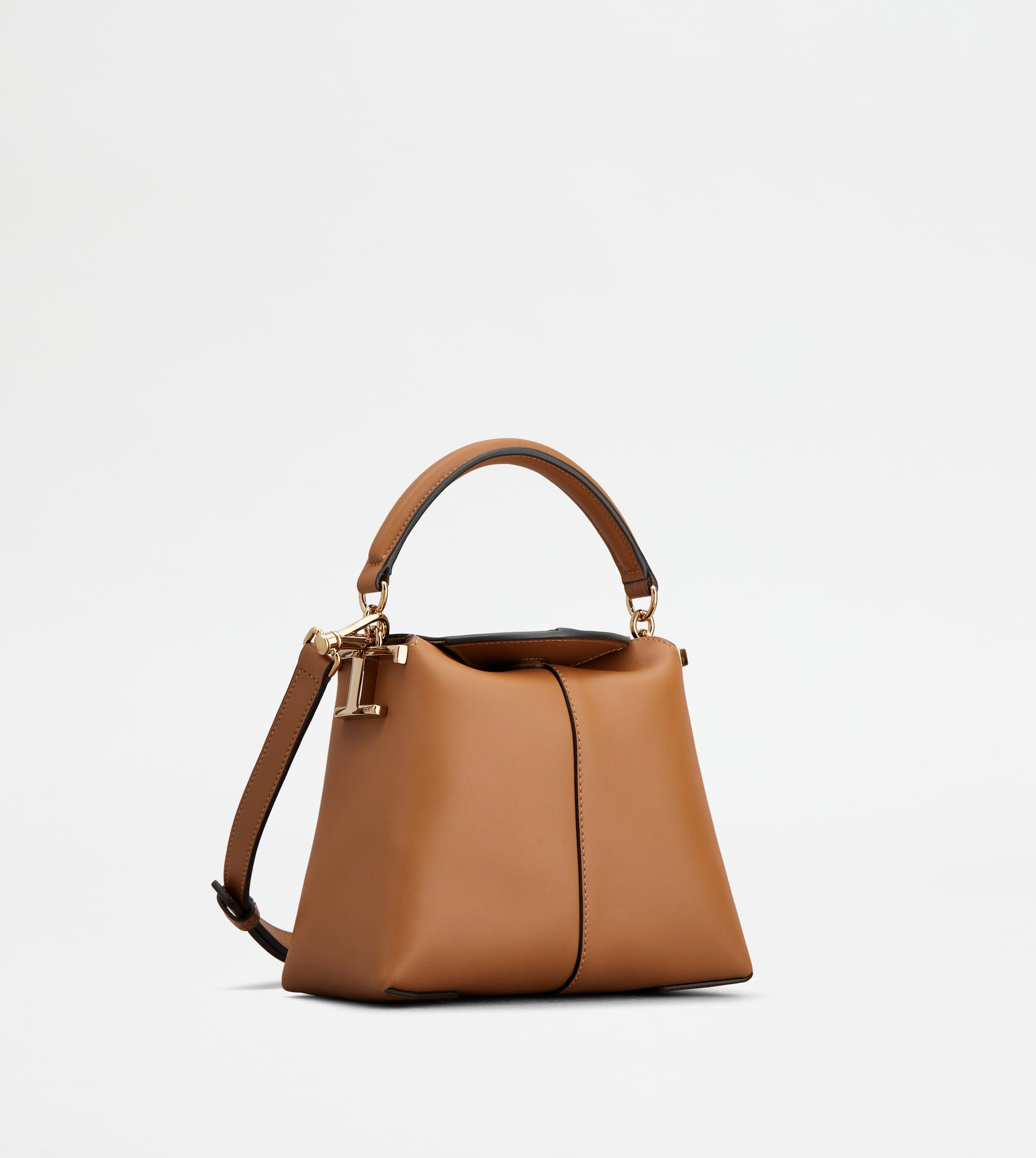 TOD'S T CASE TOTE MESSENGER BAG IN LEATHER MICRO - BROWN - 4