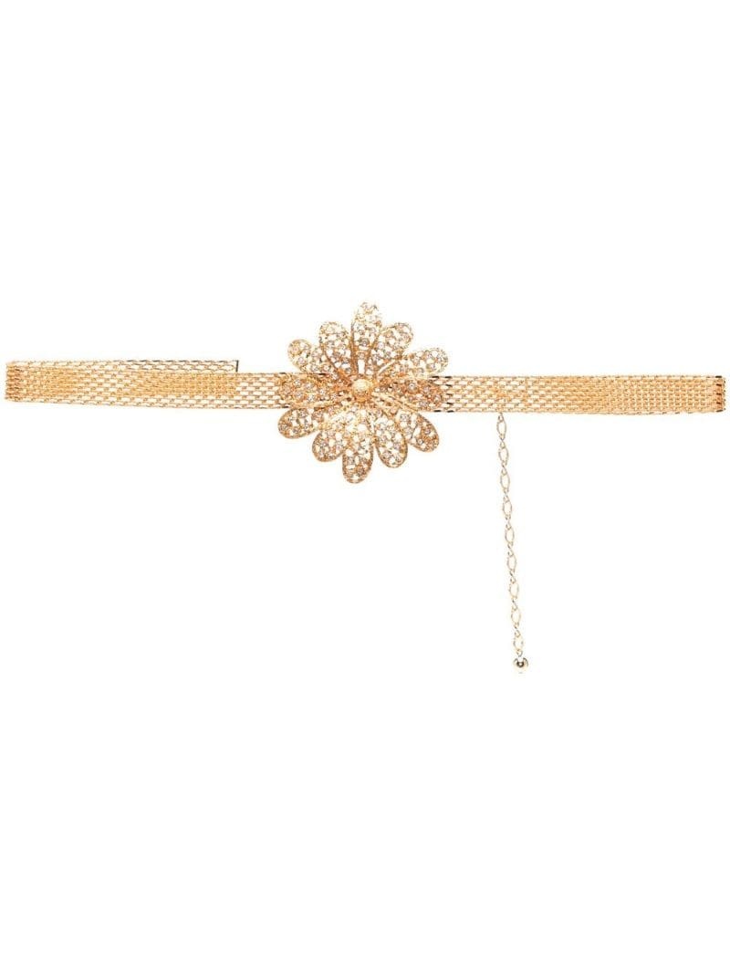 floral-detail chain-link belt - 1