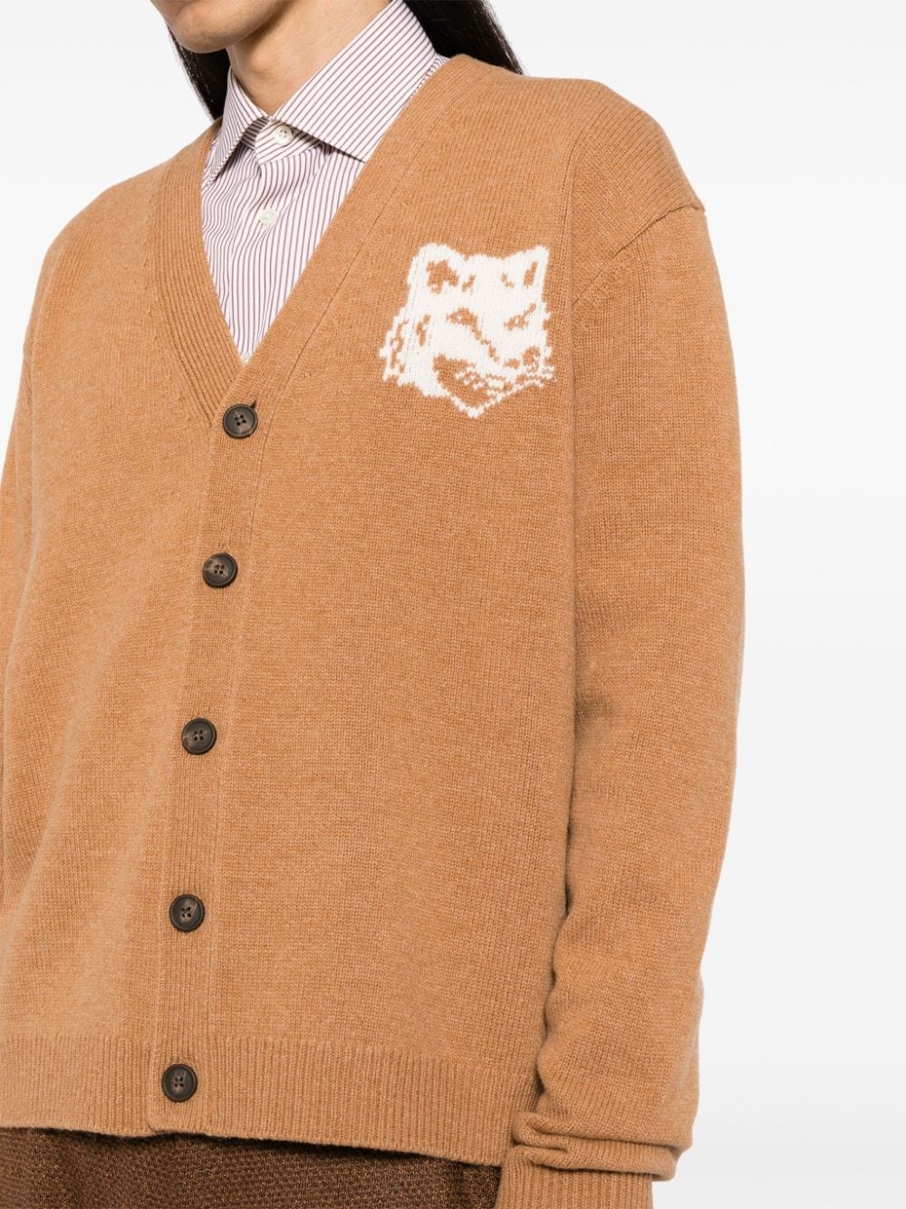 Fox head intarsia cardigan - 5