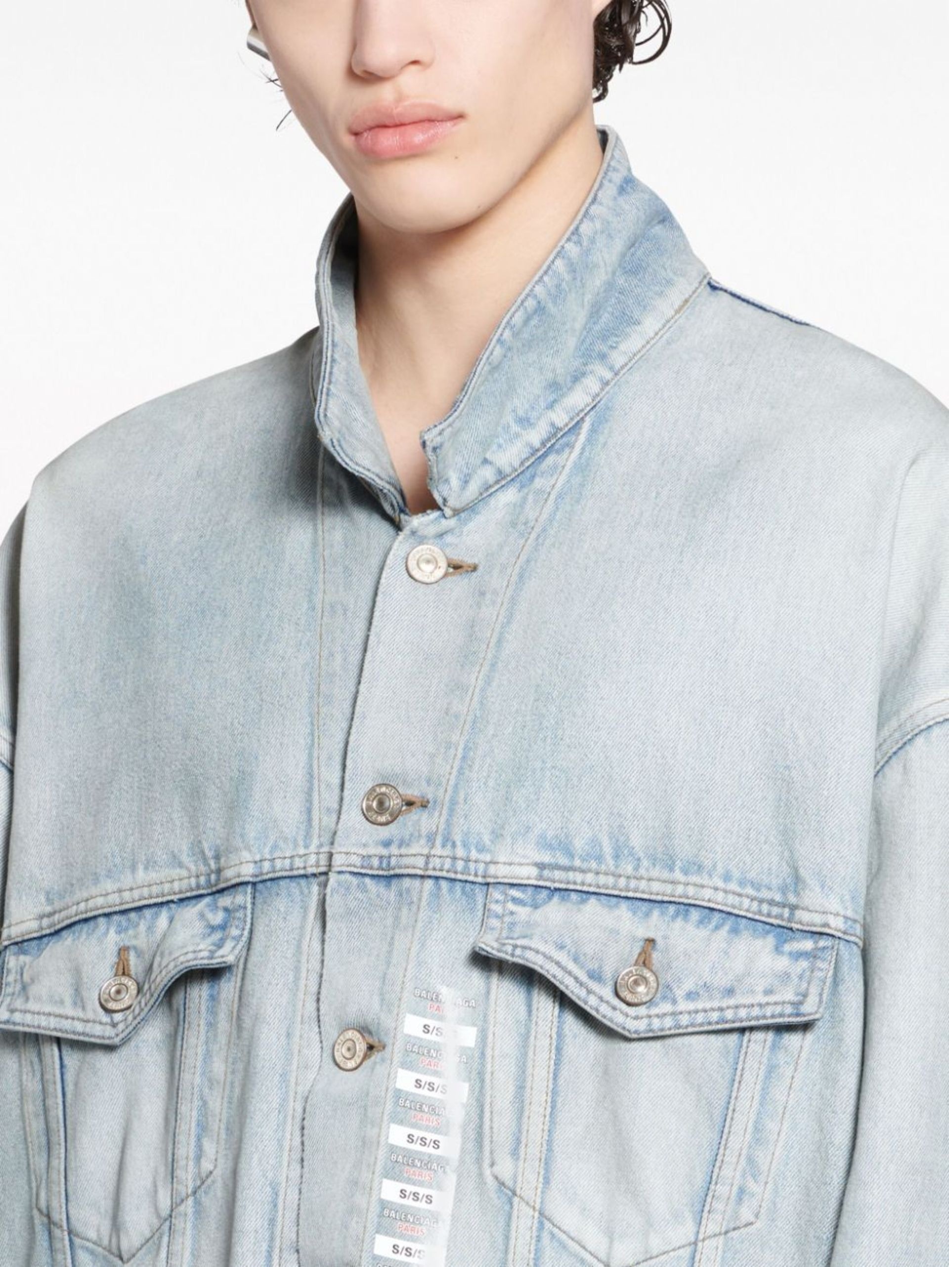 blue Size Sticker denim jacket - 5