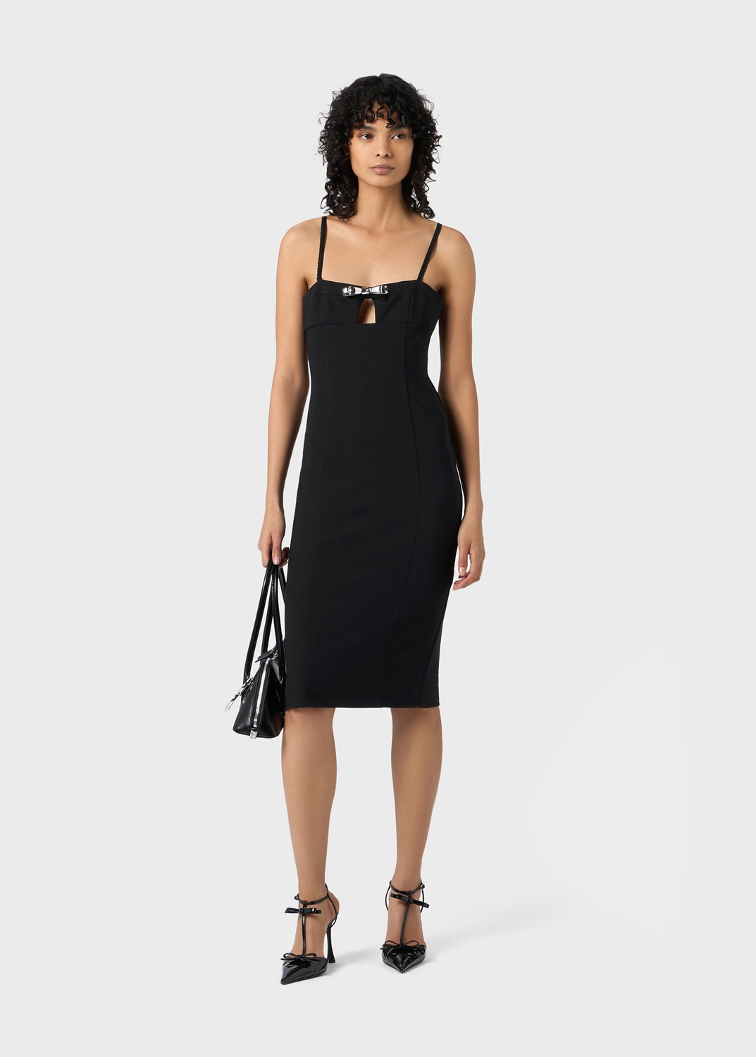 JERSEY COMPACT MIDI DRESS WITH BIJOUX PIN - 2