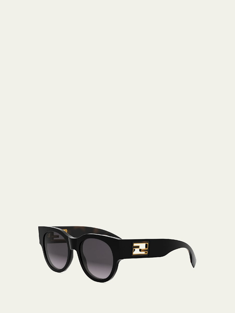 FENDI Baguette Logo Round Acetate Sunglasses outlook
