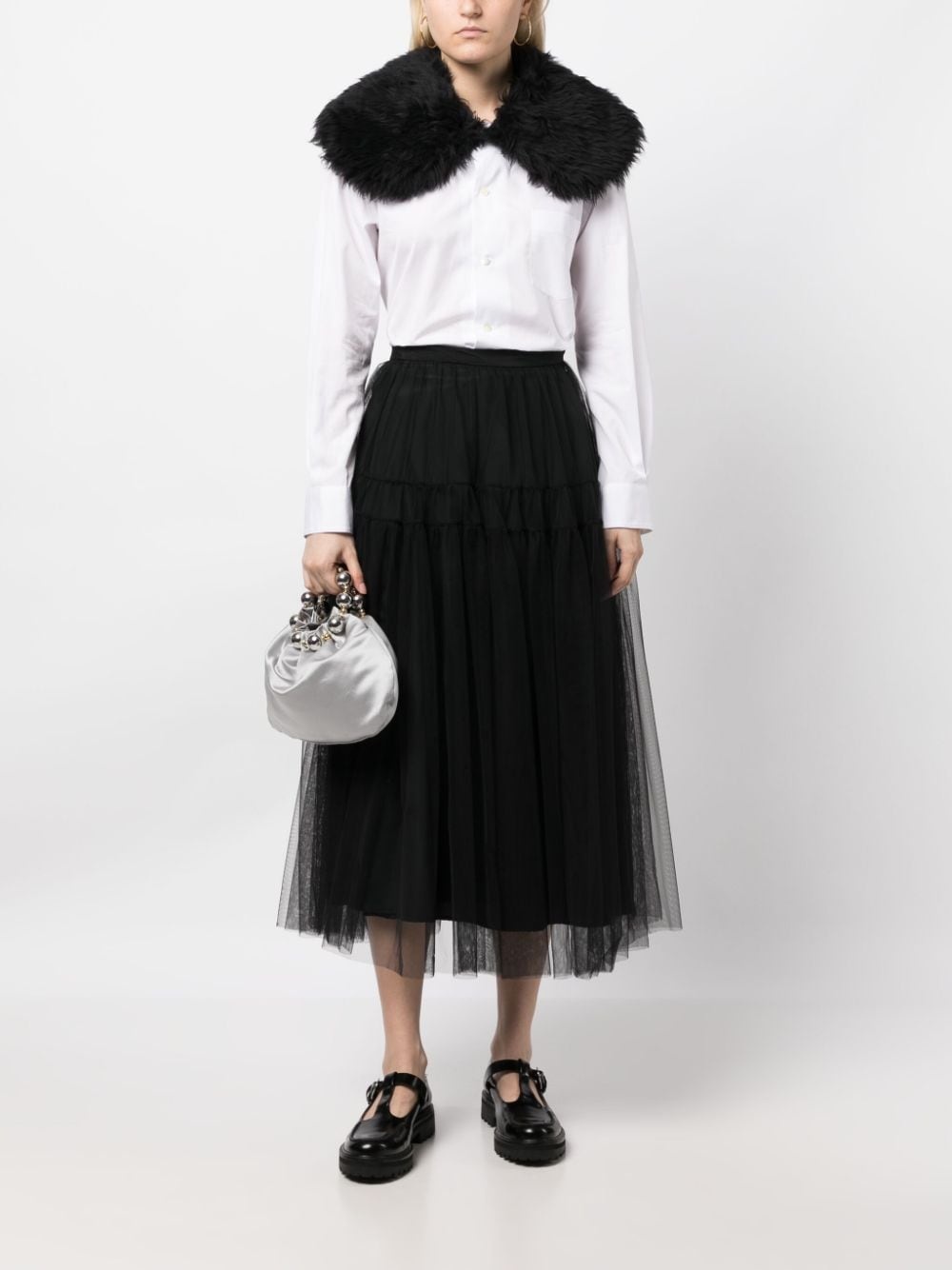 contrasting-collar long-sleeve shirt - 2
