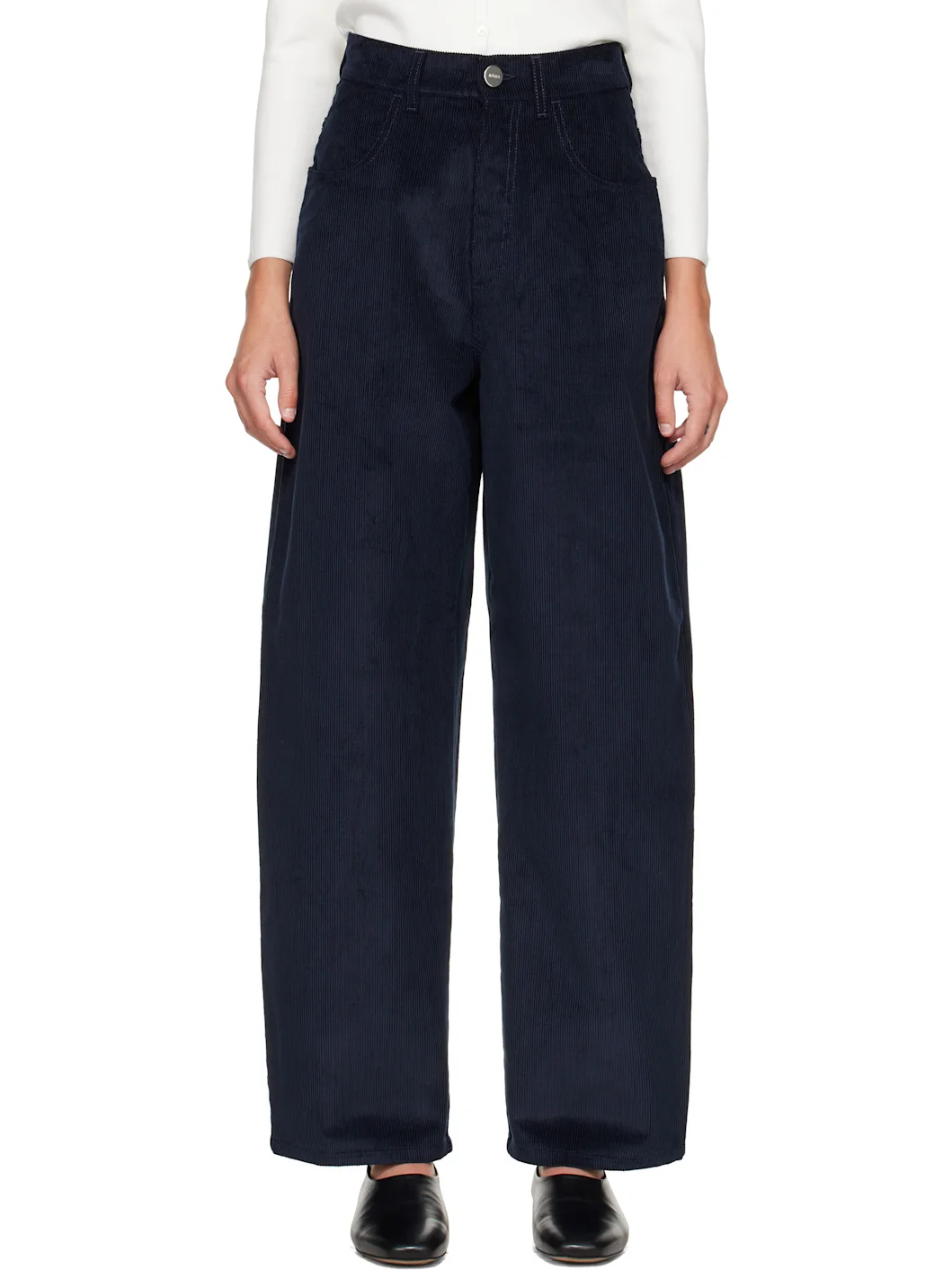 Navy Bruun Signature Baggy Corduroy Trousers - 1