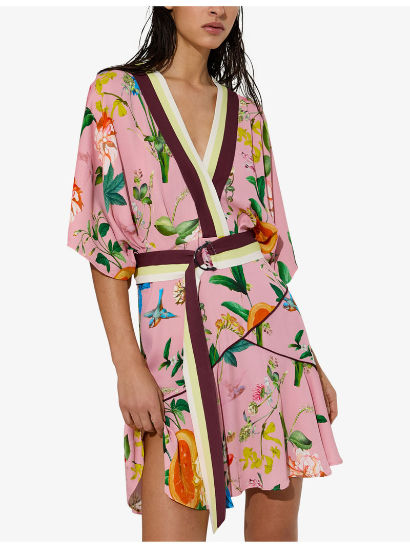 REISS Tessa Floral-Print Silk Mini Dress outlook