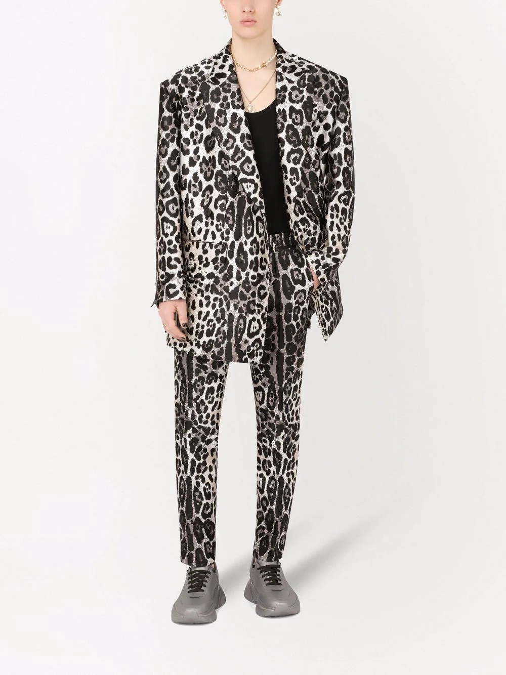 leopard-print boxy blazer - 2