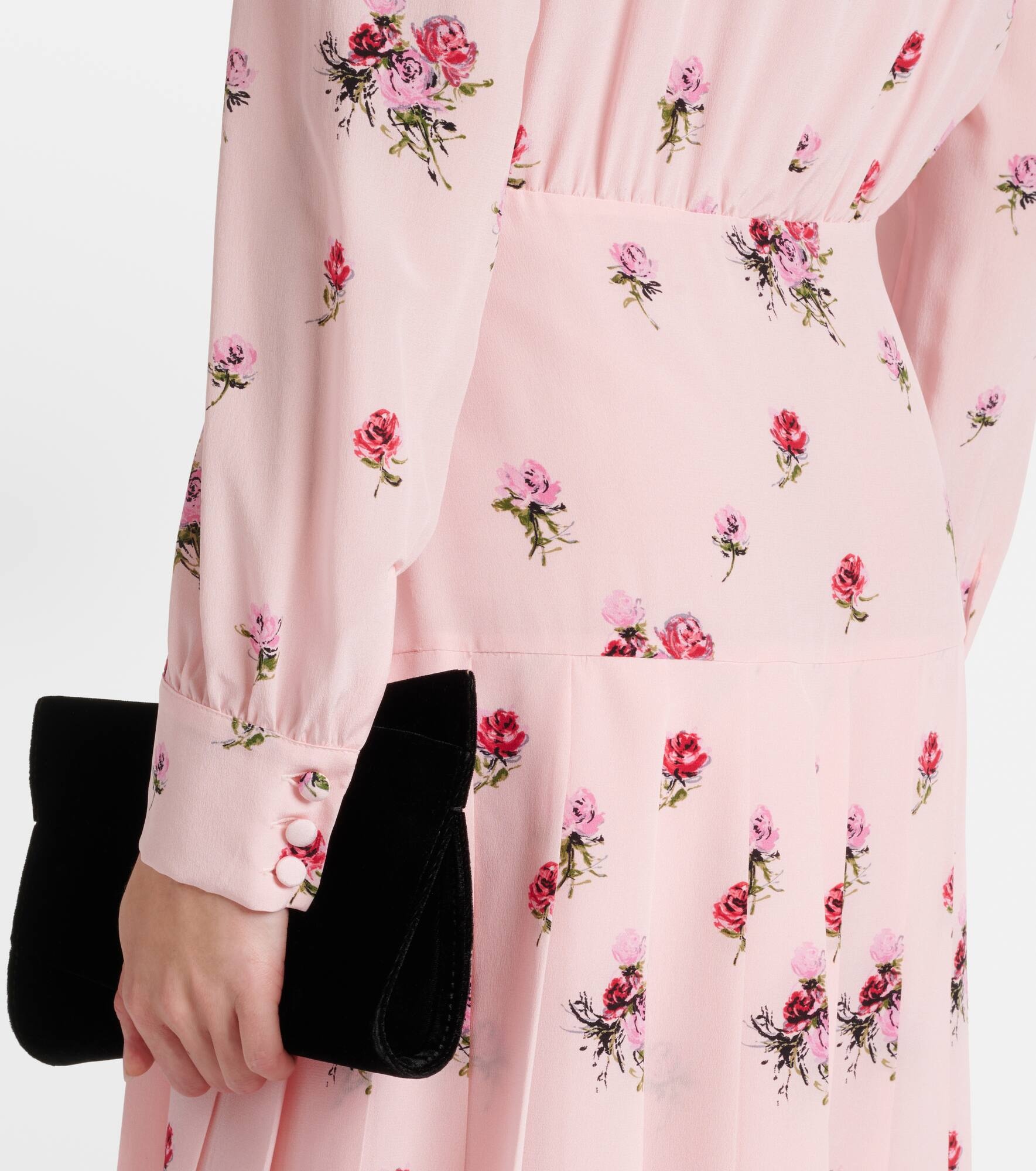 Floral pleated silk midi dress - 5
