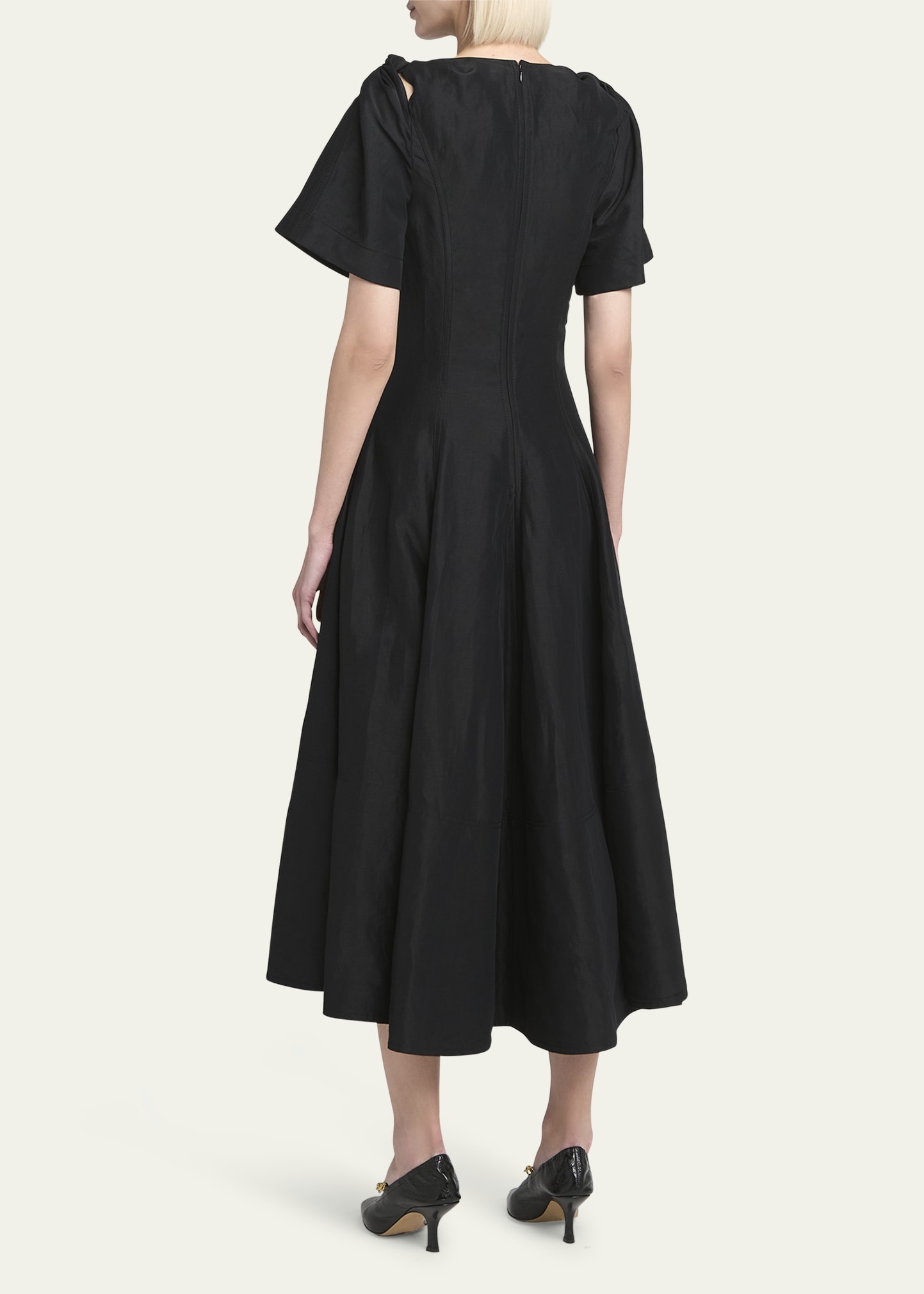 Fluid Linen Midi Dress with Twist Detail - 3
