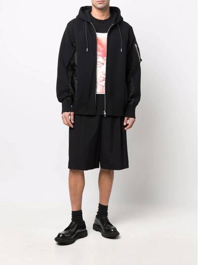 sacai panelled drawstring hoodie outlook