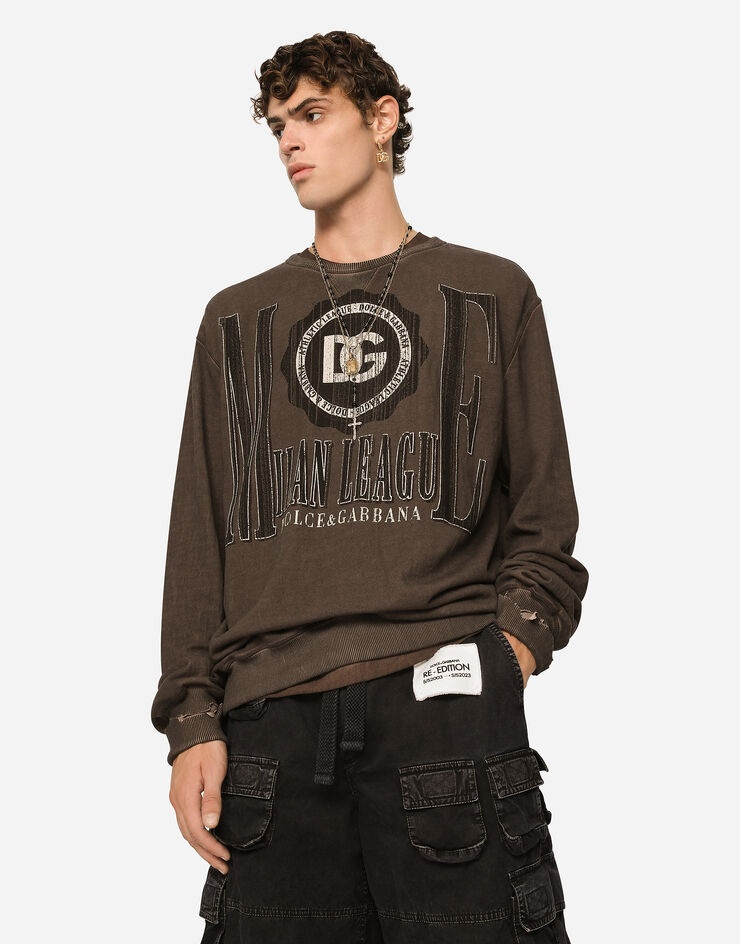 Washed cotton jersey sweatshirt with DG print - 2