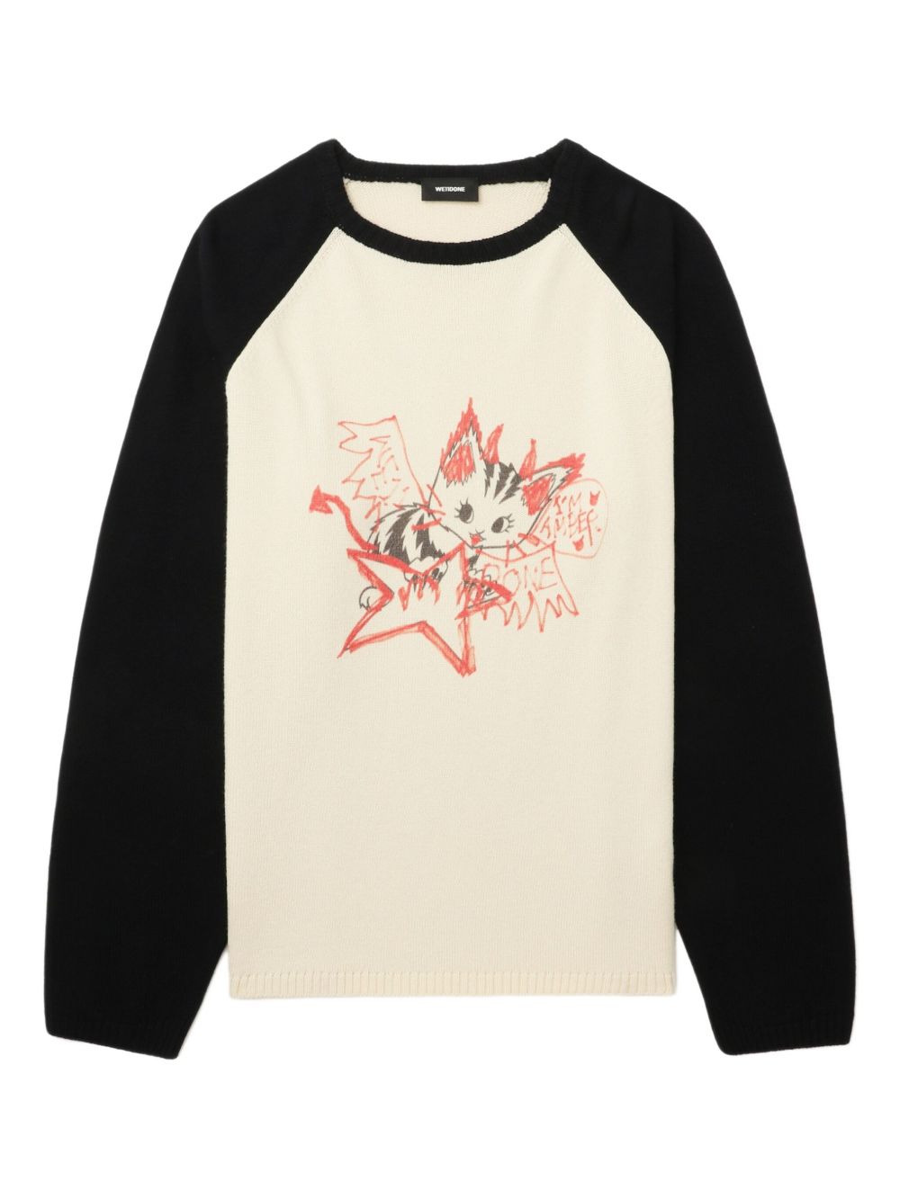 cat-print raglan-sleeve sweater - 1