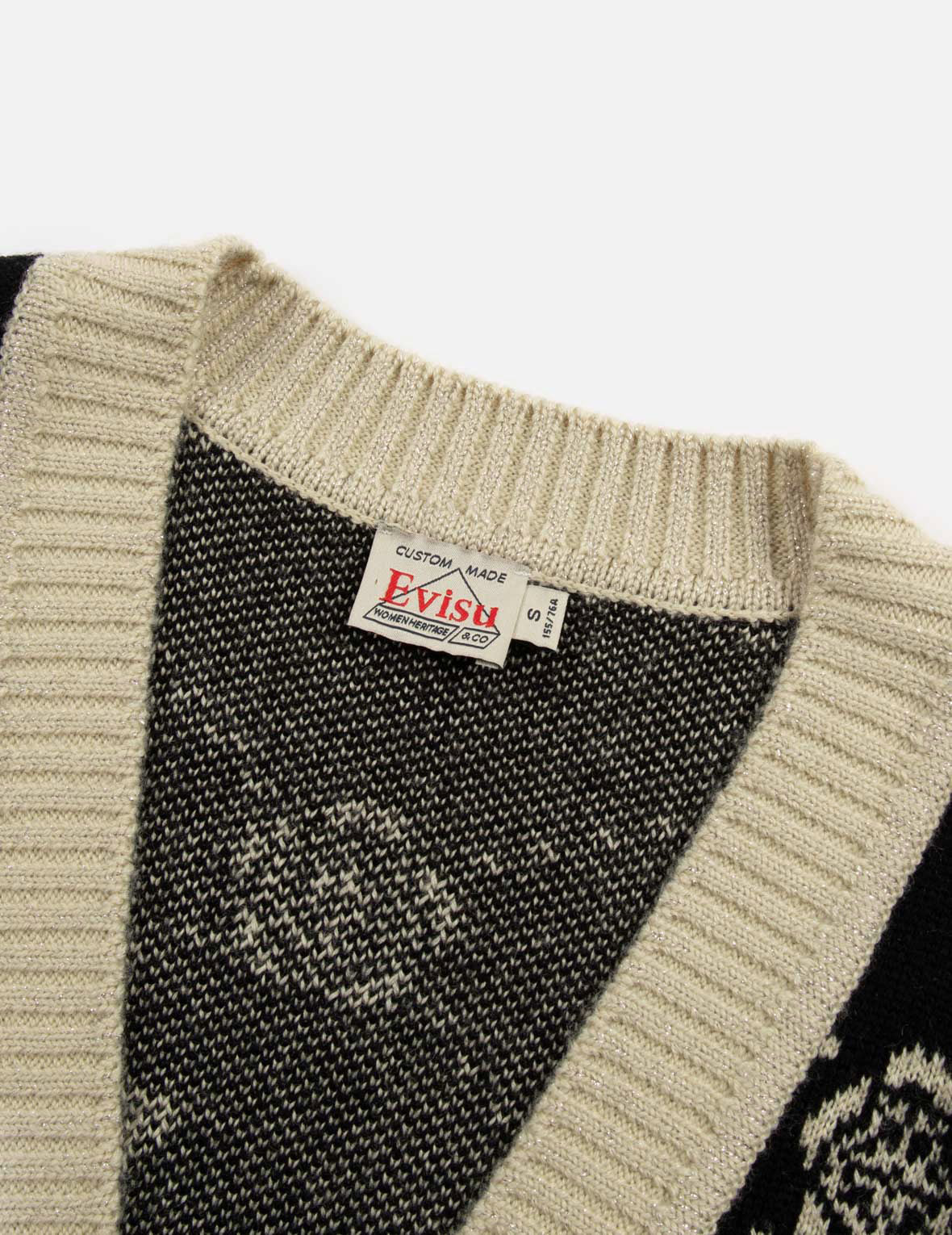 KAMON AND LOGO JACQUARD LOOSE FIT CARDIGAN - 9