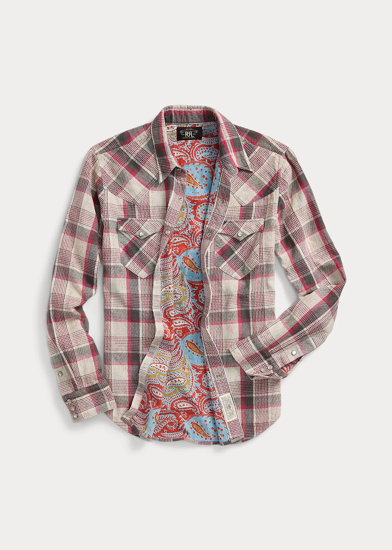 Slim Plaid Double Cloth Western Shirt 3