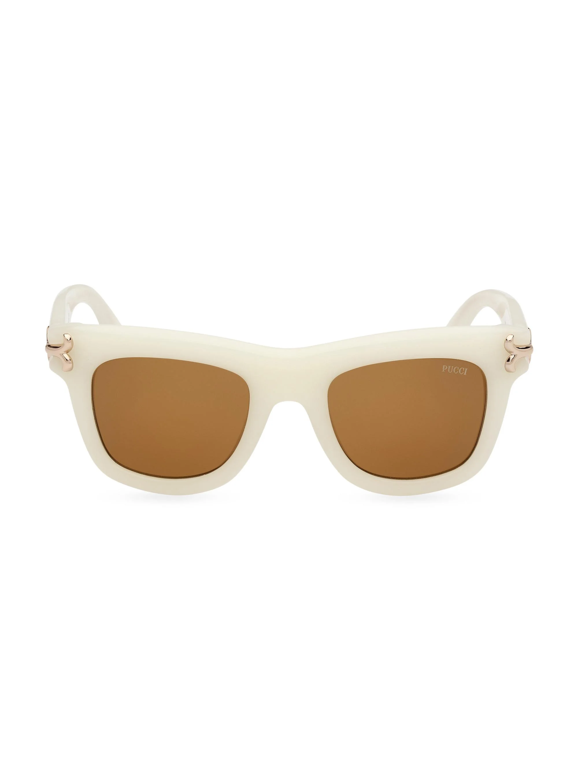 Women's 50MM Logo-Detailed Square Sunglasses - Ivory Brown - 1