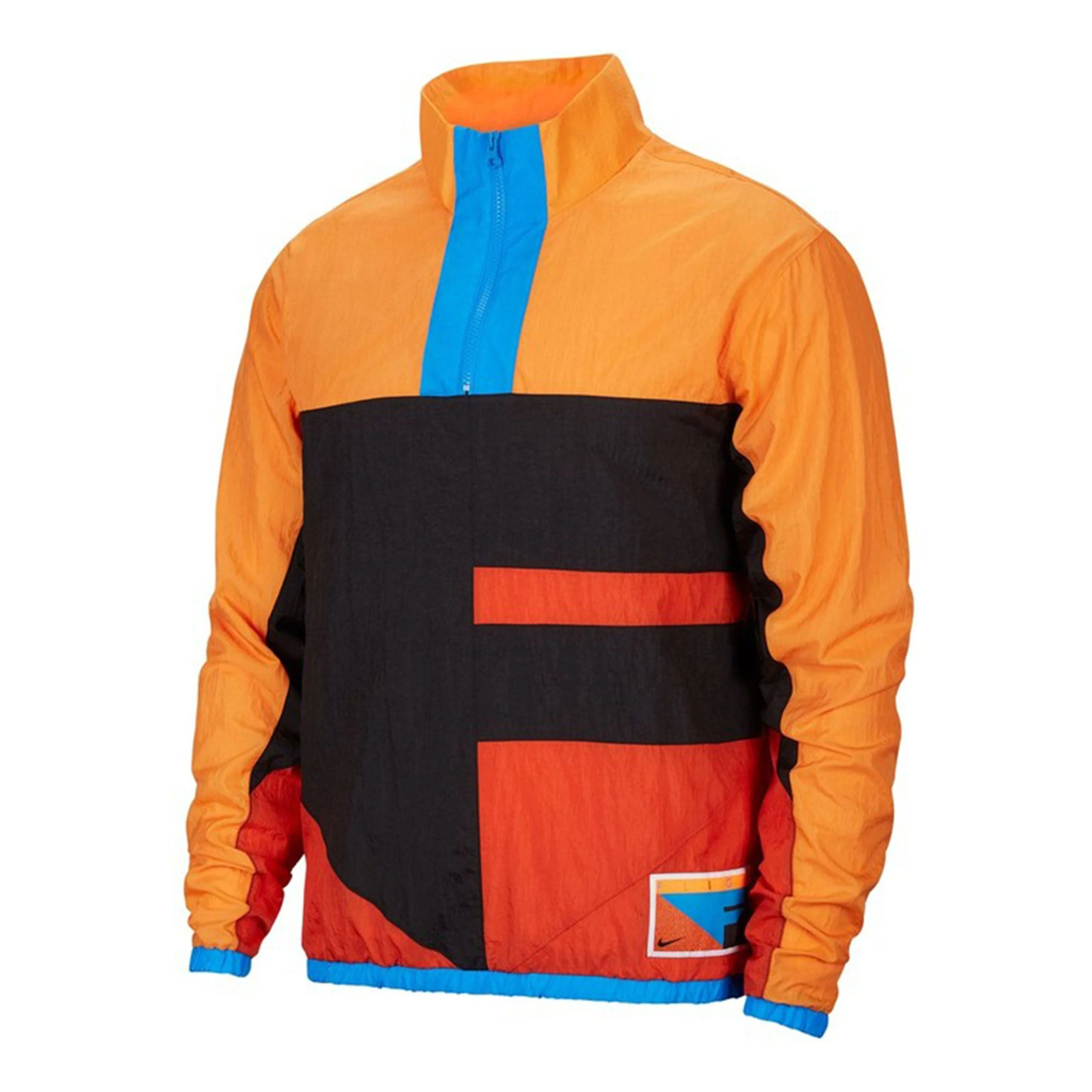Nike As M Nk Flight Jacket Half Zipper hooded Colorblock Black Orange CN8509-010 - 1