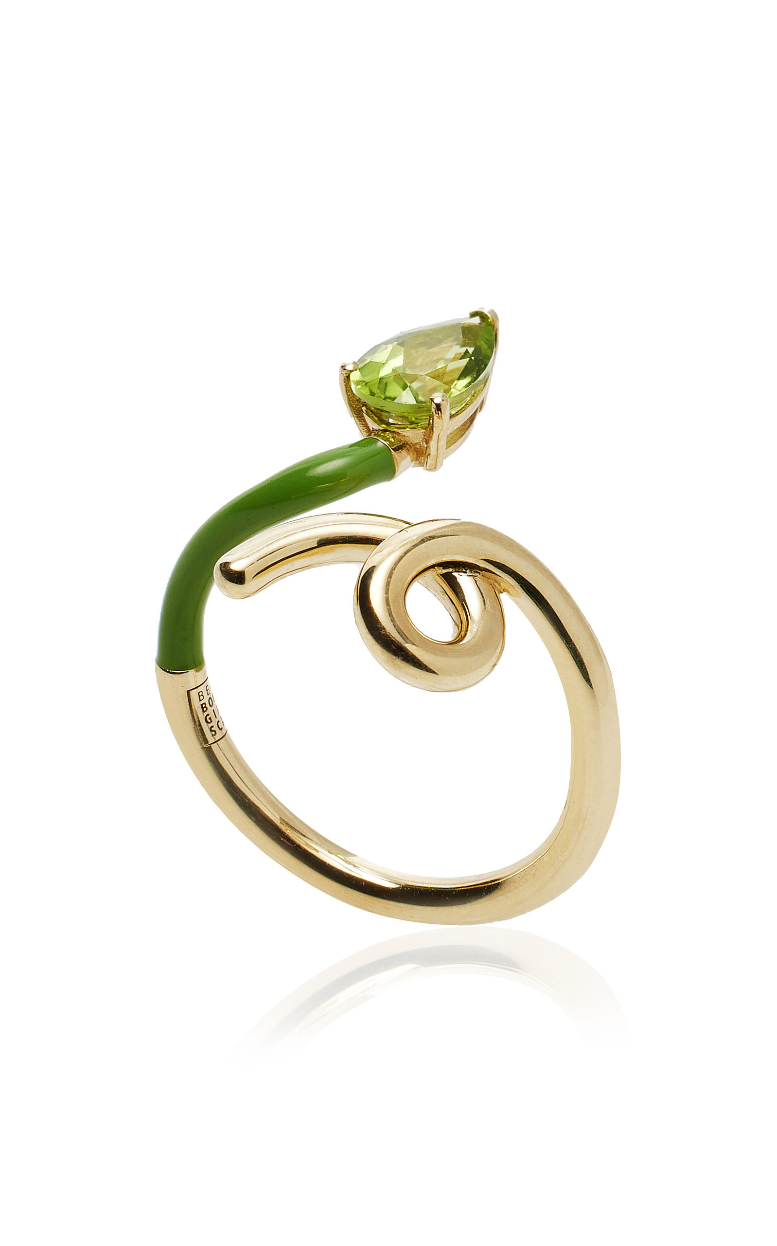 Half 9K Peridot, And Enamel Ring green - 3