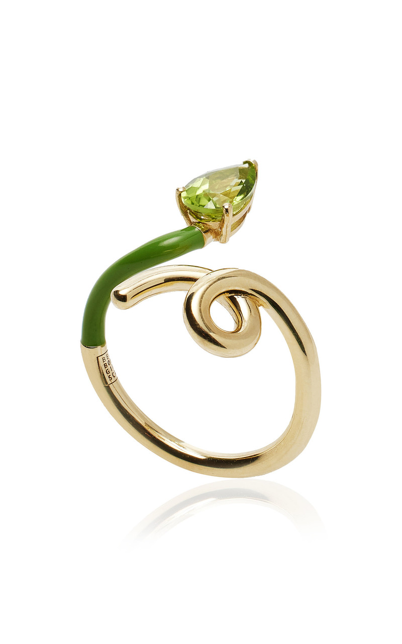 Half 9K Peridot, And Enamel Ring green 3