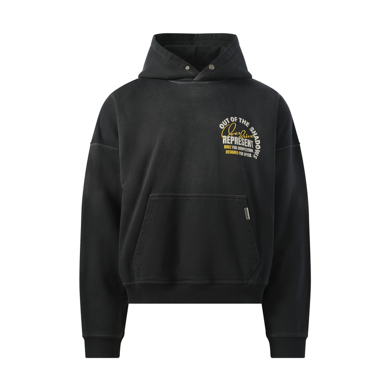 REPRESENT Out Of The Shadows Hoodie in Stained Black outlook