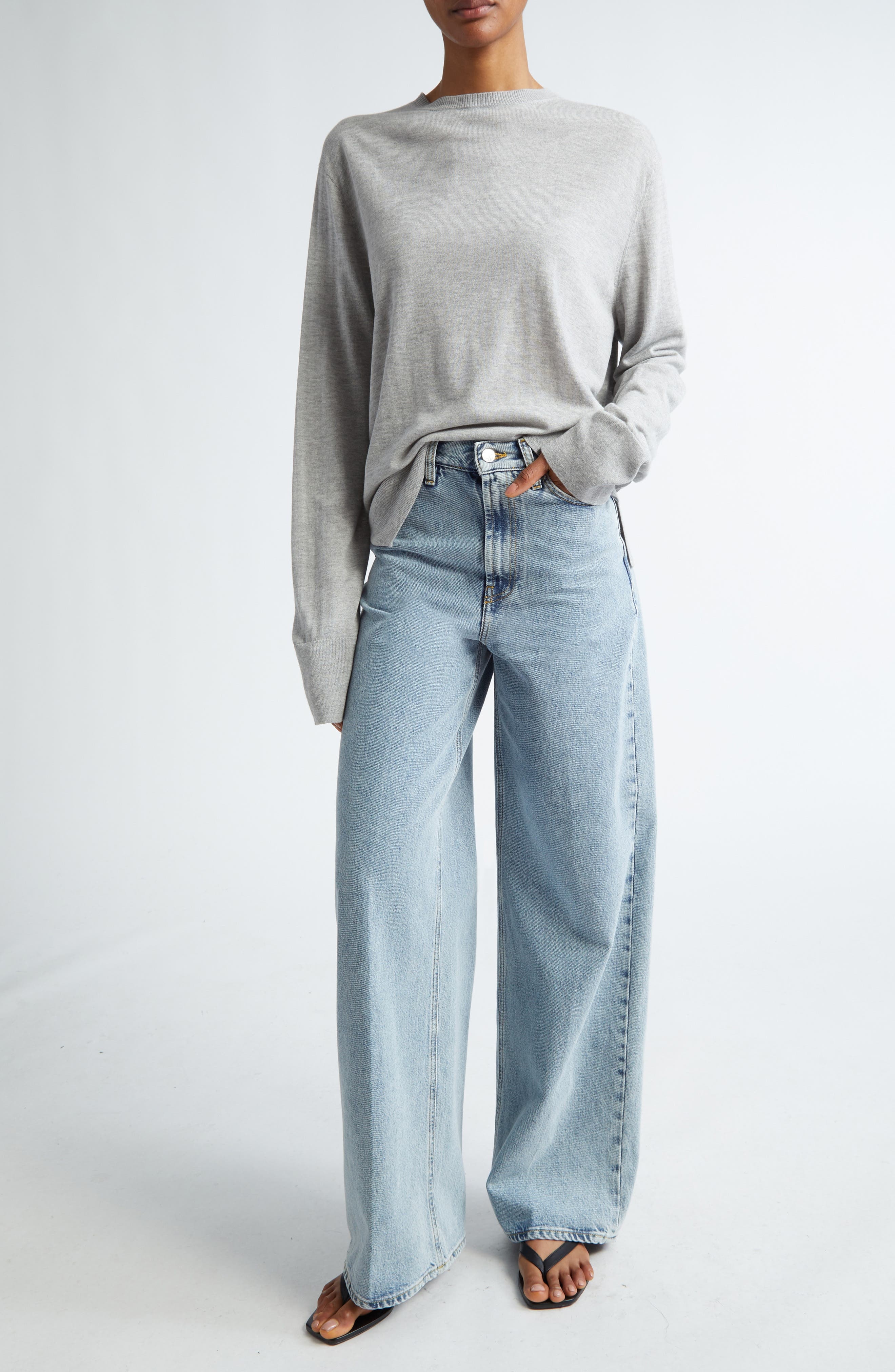 TOTEME Wide Leg Organic Cotton Jeans in Cool Blue at Nordstrom - 2