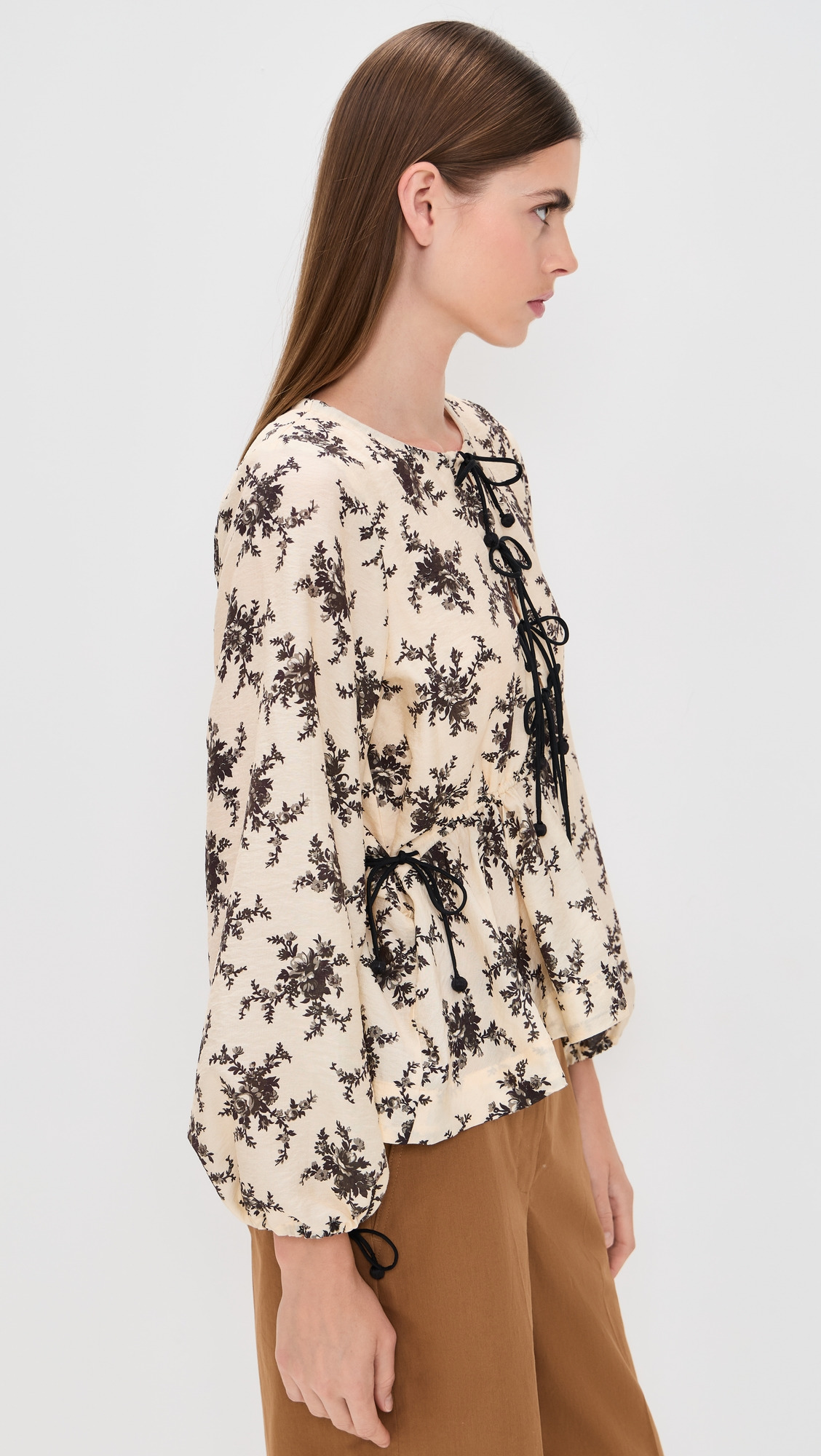 Joan Print Tie Front Top - 4