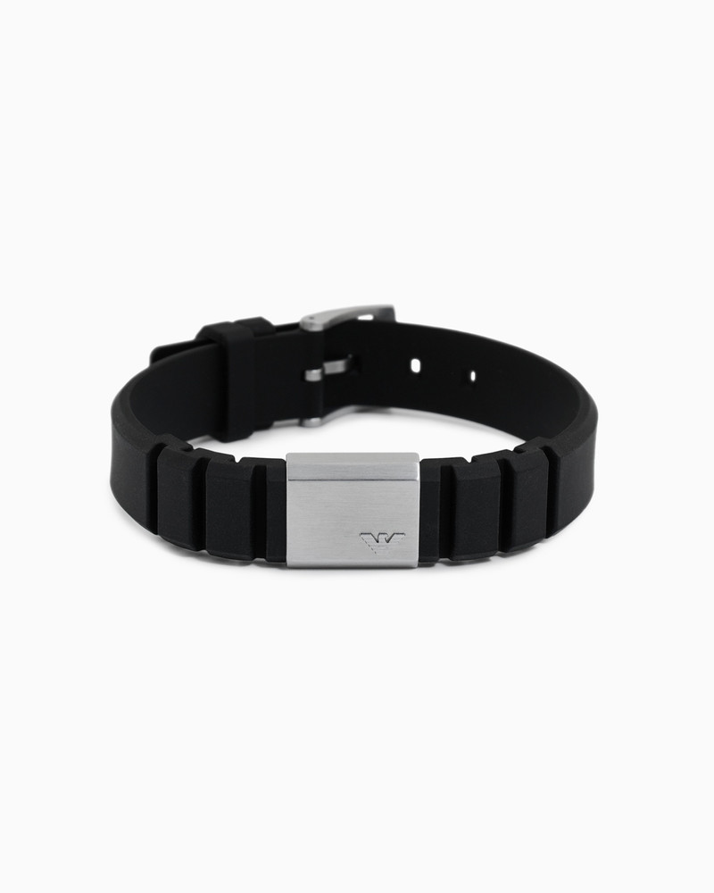 BLACK SILICONE AND STAINLESS STEEL ID BRACELET 1