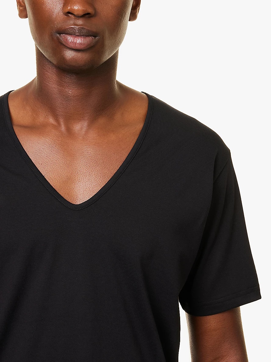 Superfine V-neck cotton-jersey T-shirt - 4