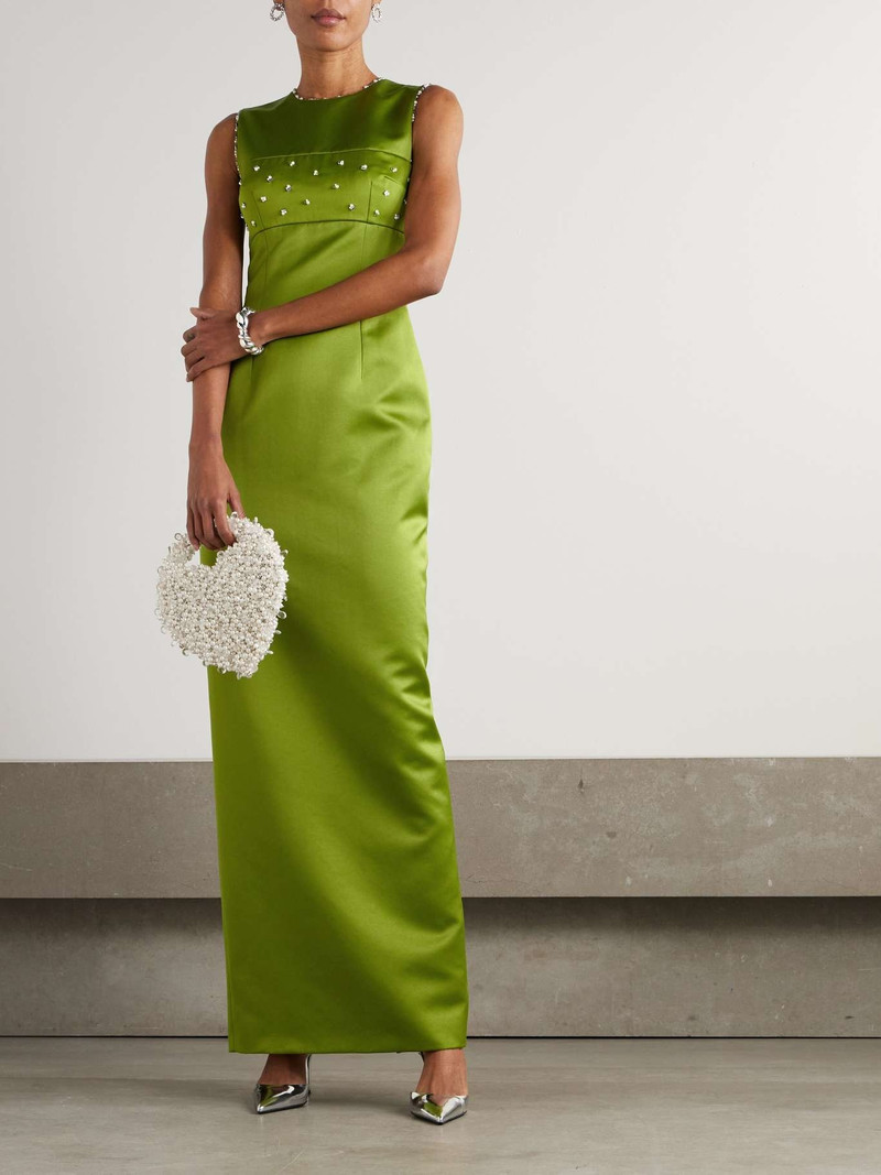 EMILIA WICKSTEAD Amadine embellished recycled-satin gown Green outlook