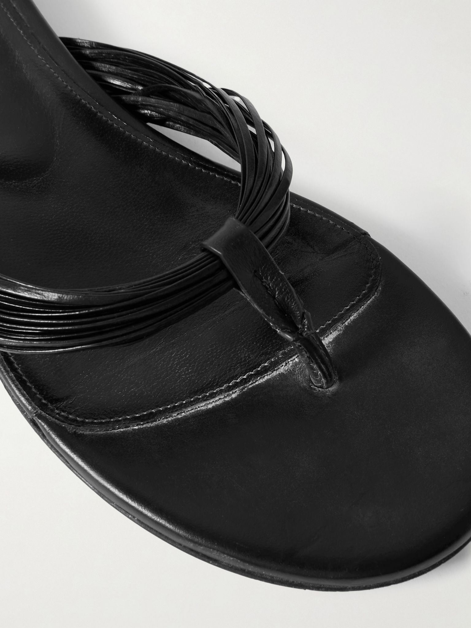 Cable leather flip flops Black - 4