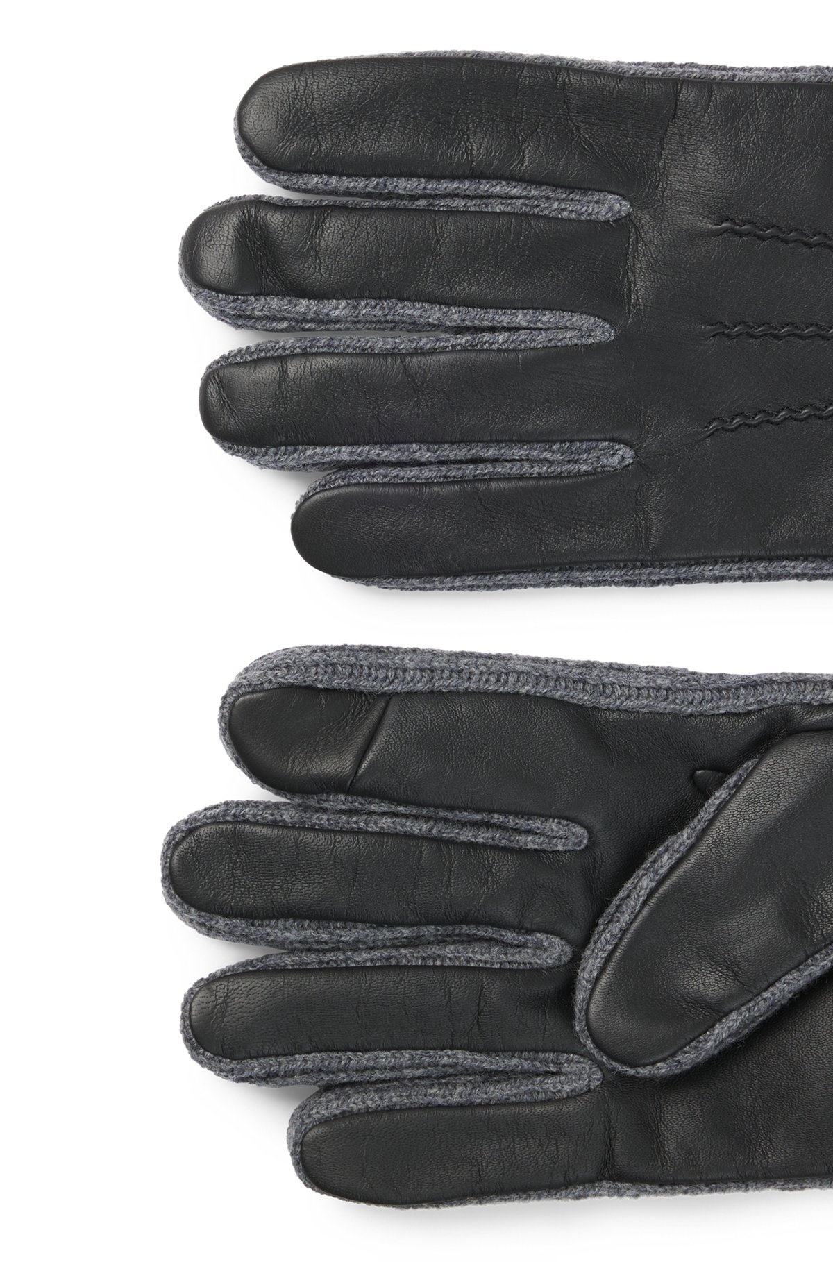 LOGO-TRIM GLOVES IN WOOL AND LEATHER - 2