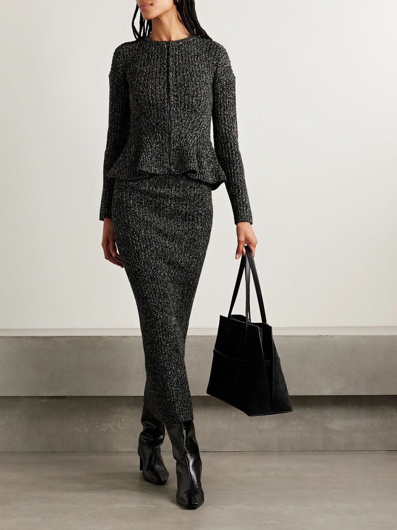 Max Mara Kim wool-blend peplum cardigan Gray outlook